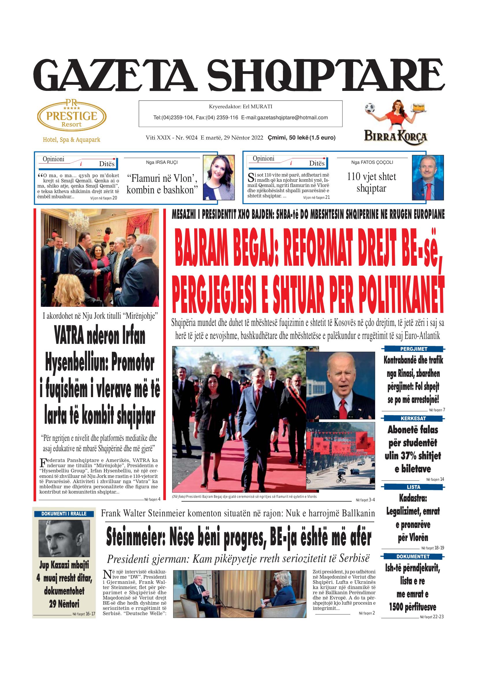 Gazeta Shqiptare 2022-11-29