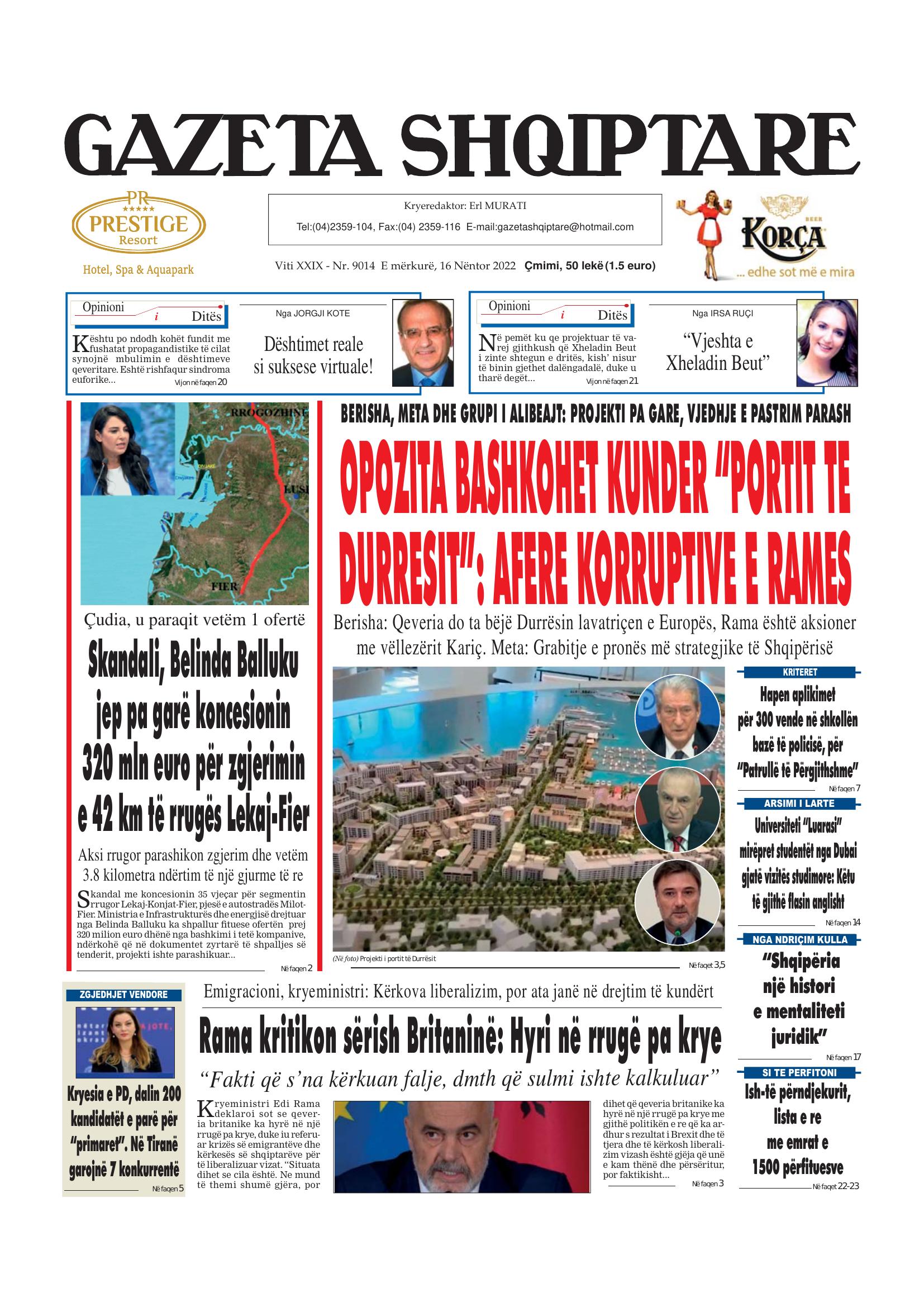 Gazeta Shqiptare 2022-11-16