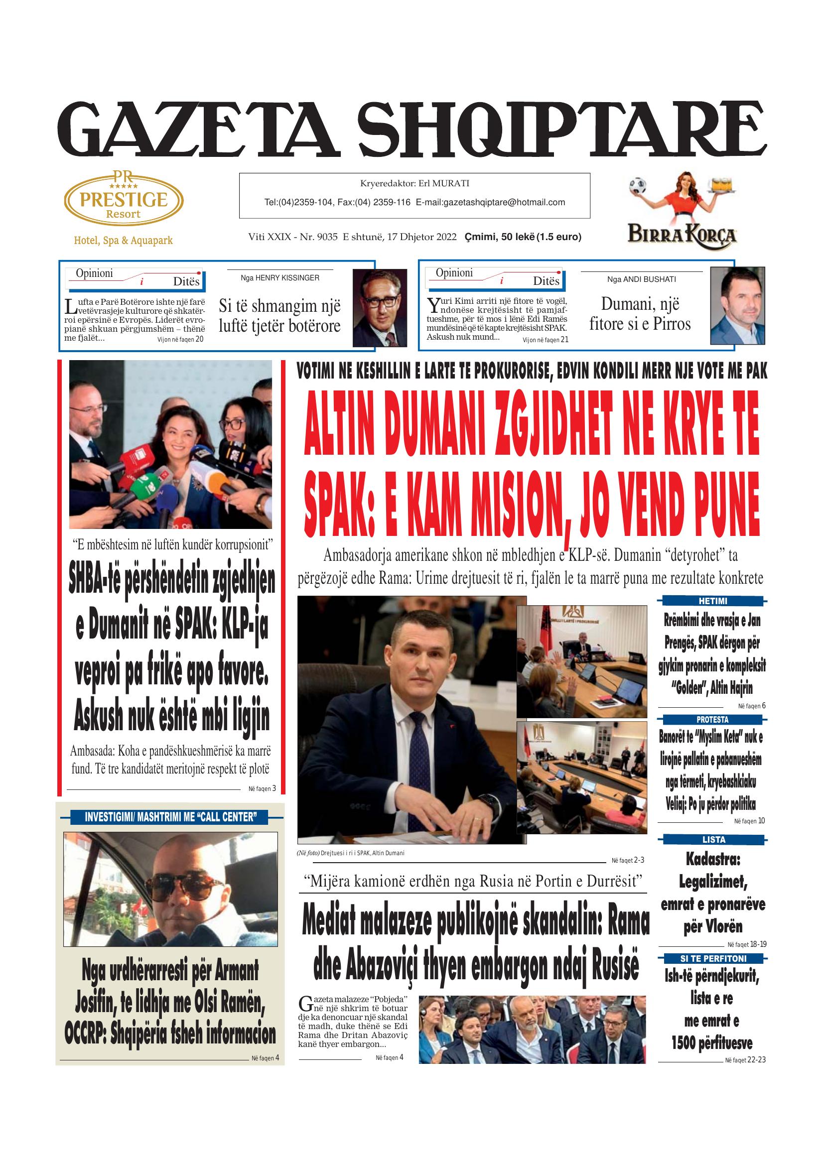 Gazeta Shqiptare 2022-12-17