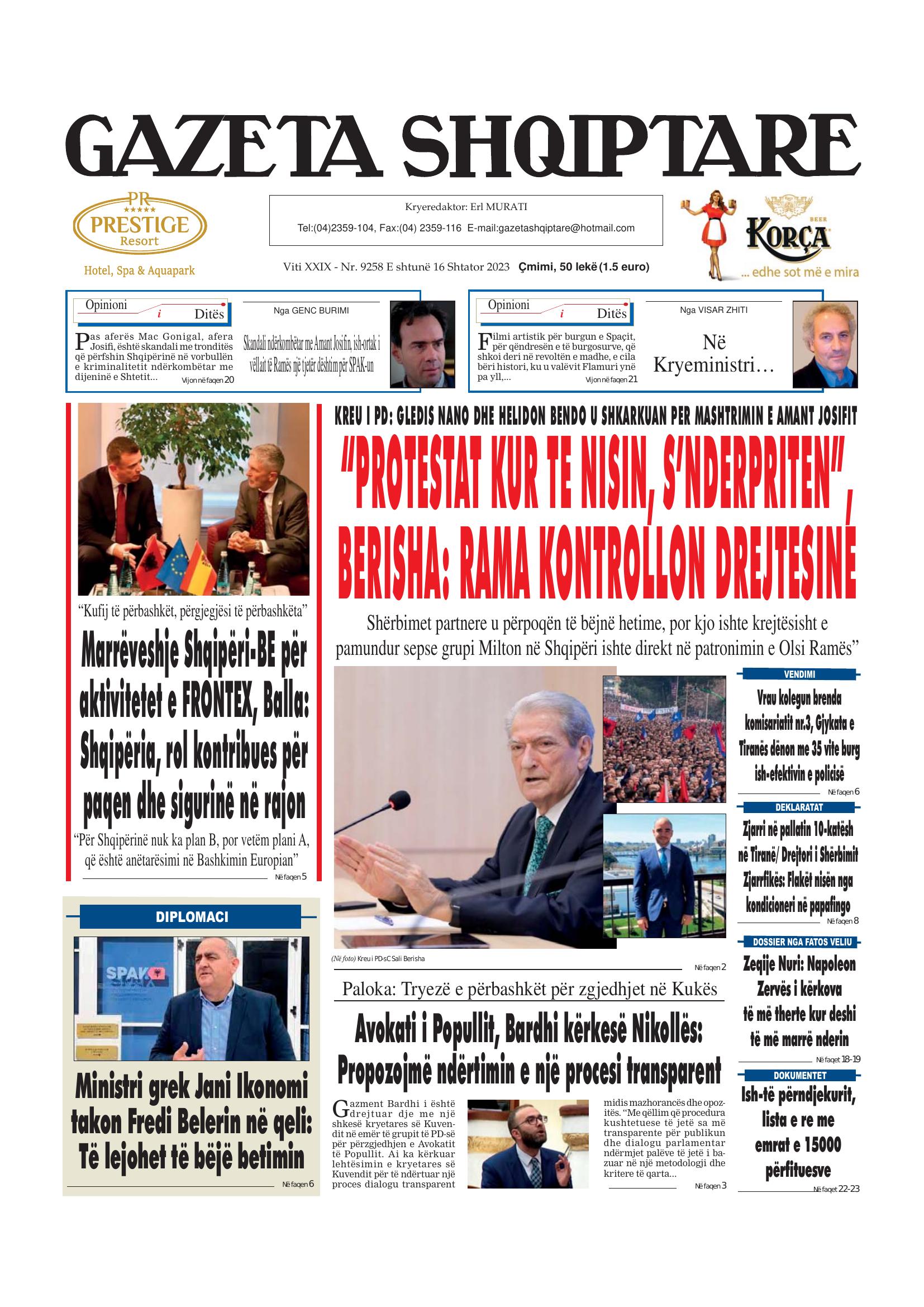 Gazeta Shqiptare 2023-09-16