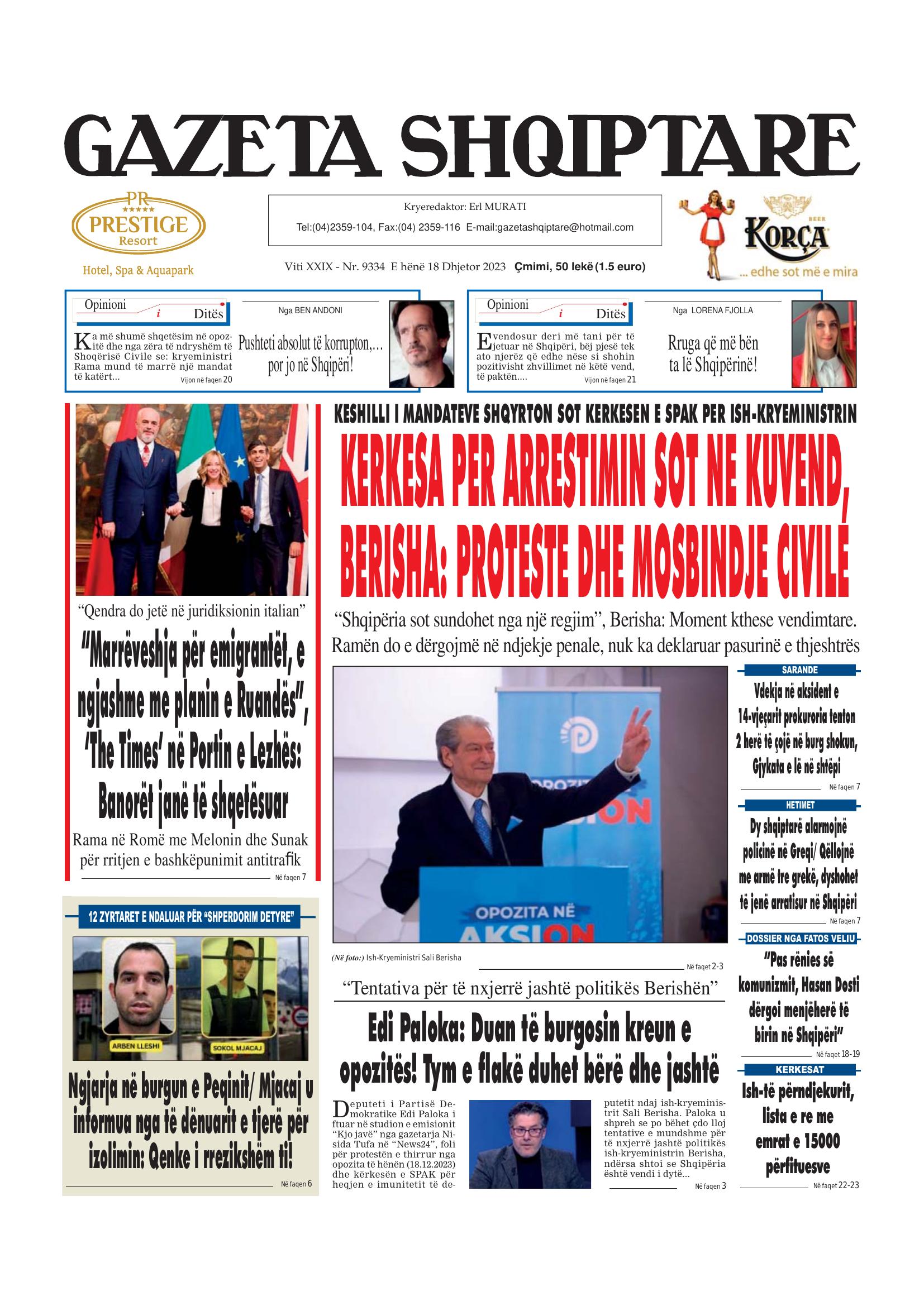 Gazeta Shqiptare 2023-12-18