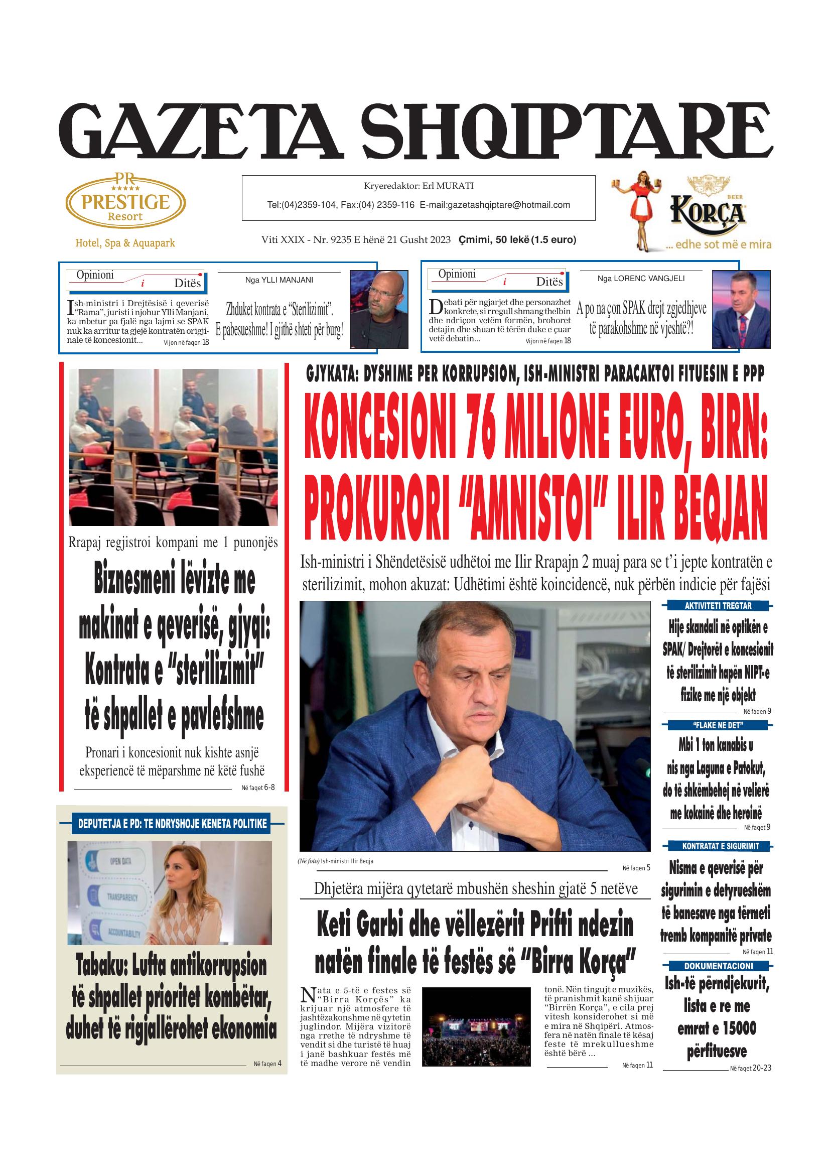 Gazeta Shqiptare 2023-08-21
