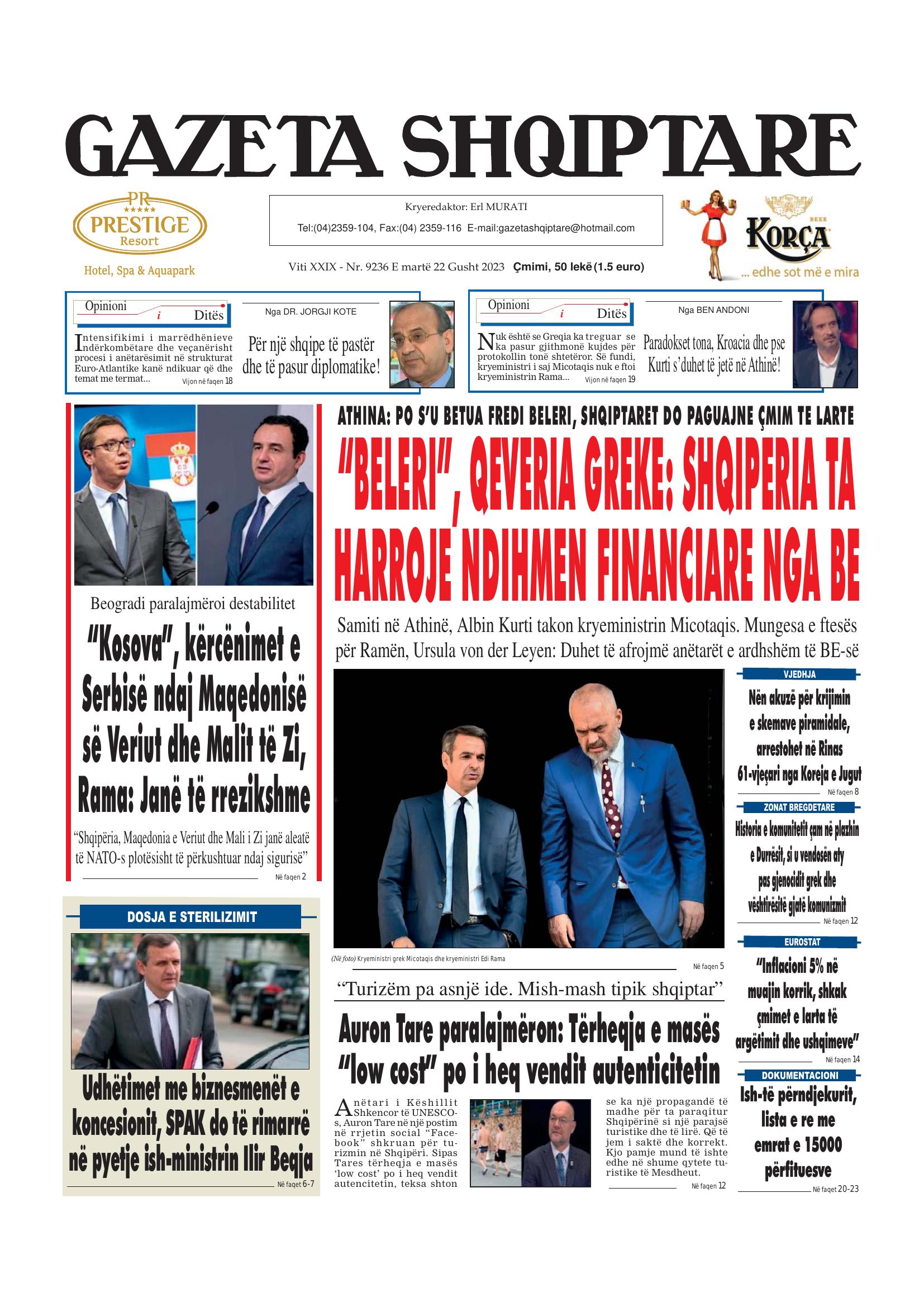 Gazeta Shqiptare 2023-08-22