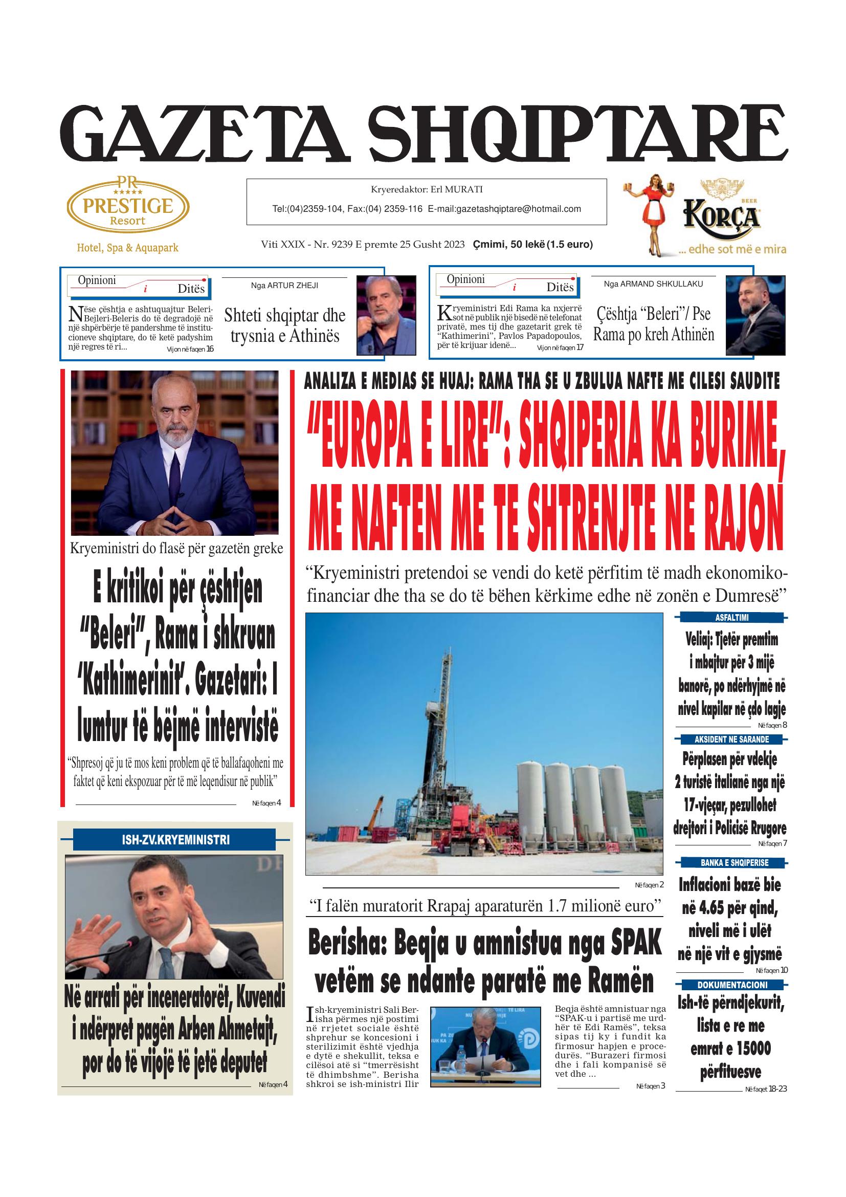 Gazeta Shqiptare 2023-08-25