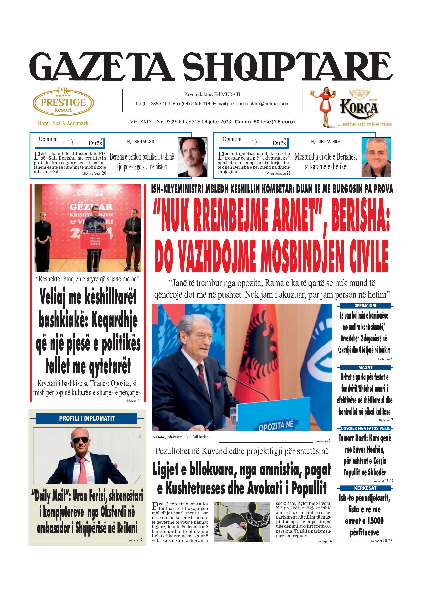 Gazeta Shqiptare 2023-12-25