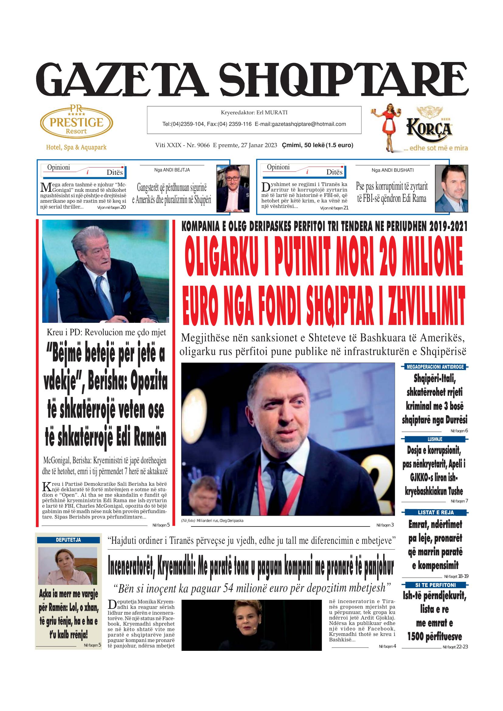 Gazeta Shqiptare 2023-01-27