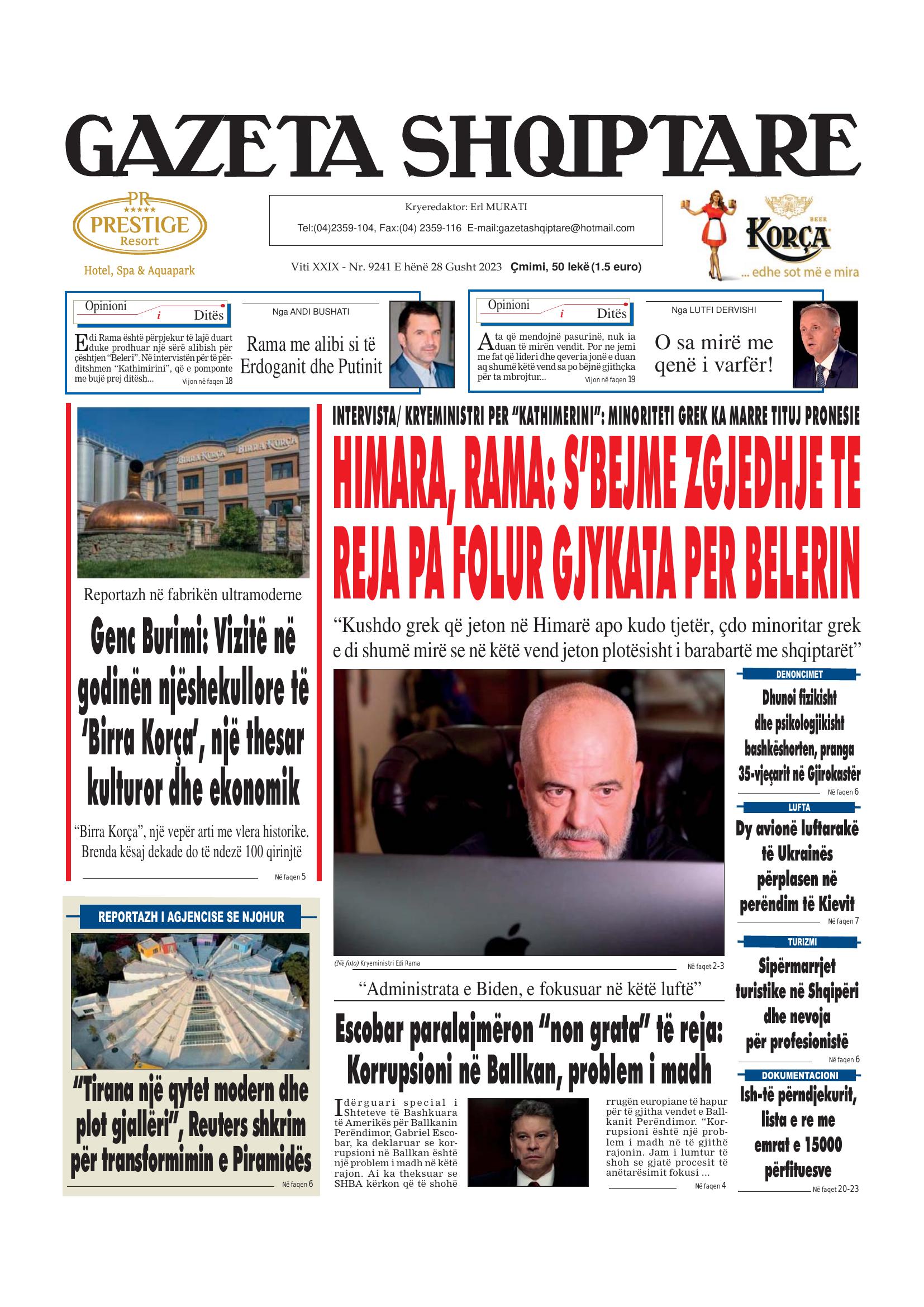 Gazeta Shqiptare 2023-08-28