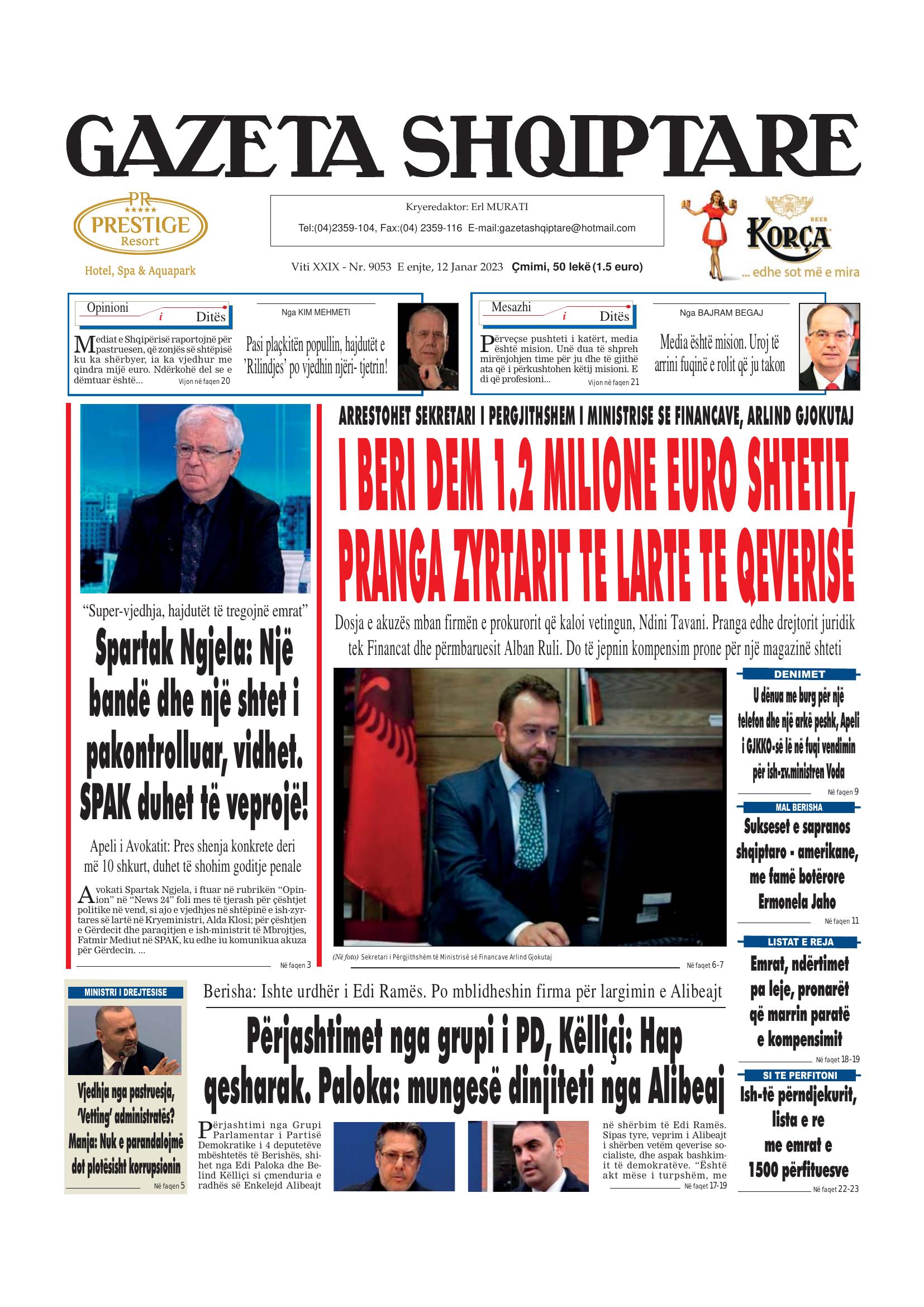 Gazeta Shqiptare 2023-01-12