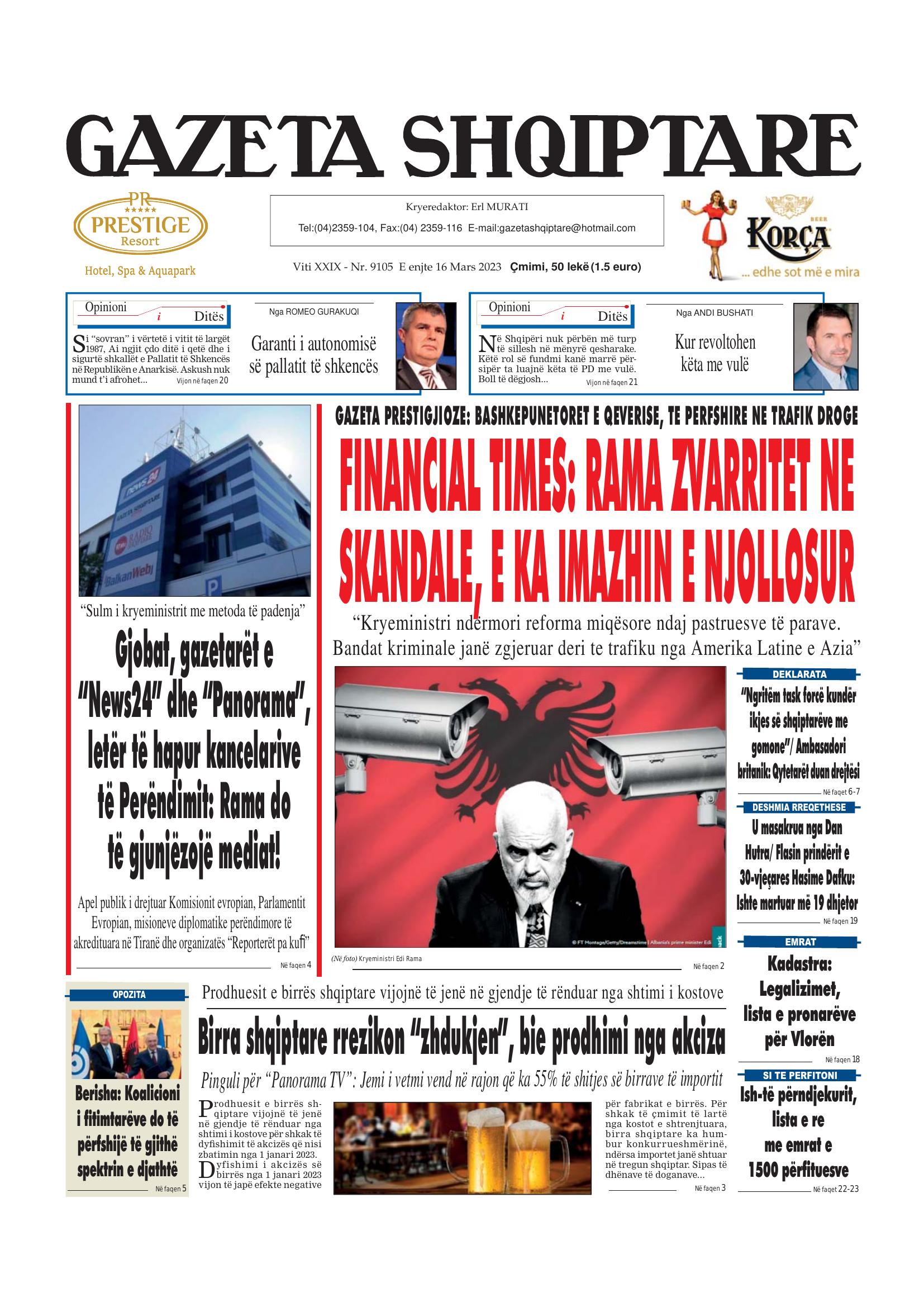 Gazeta Shqiptare 2023-03-16