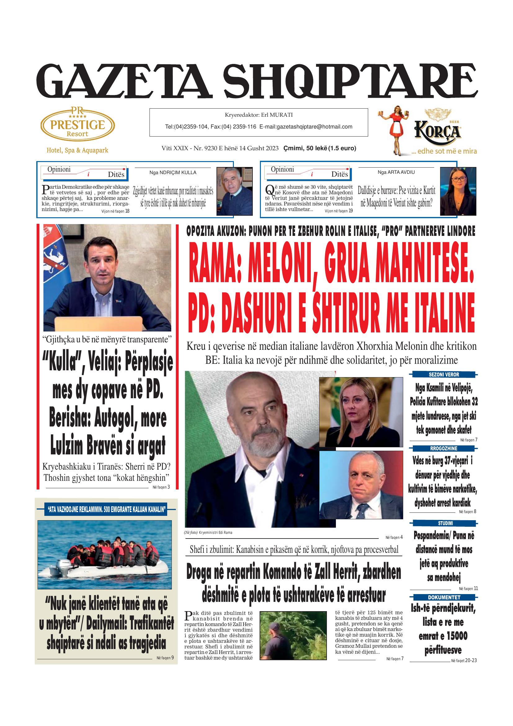 Gazeta Shqiptare 2023-08-14