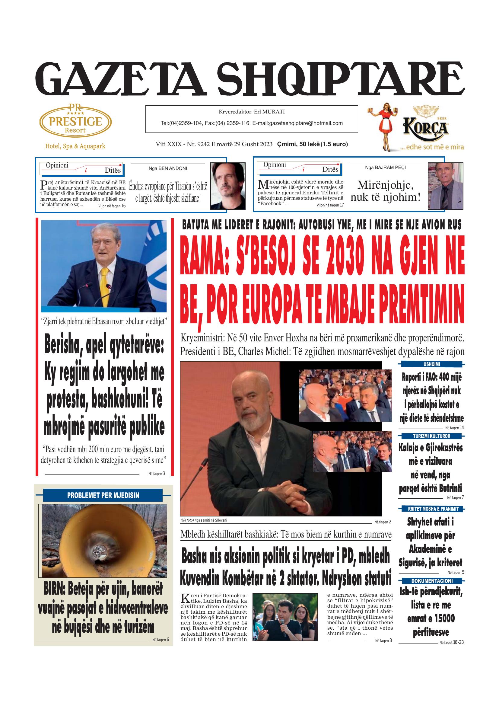 Gazeta Shqiptare 2023-08-29