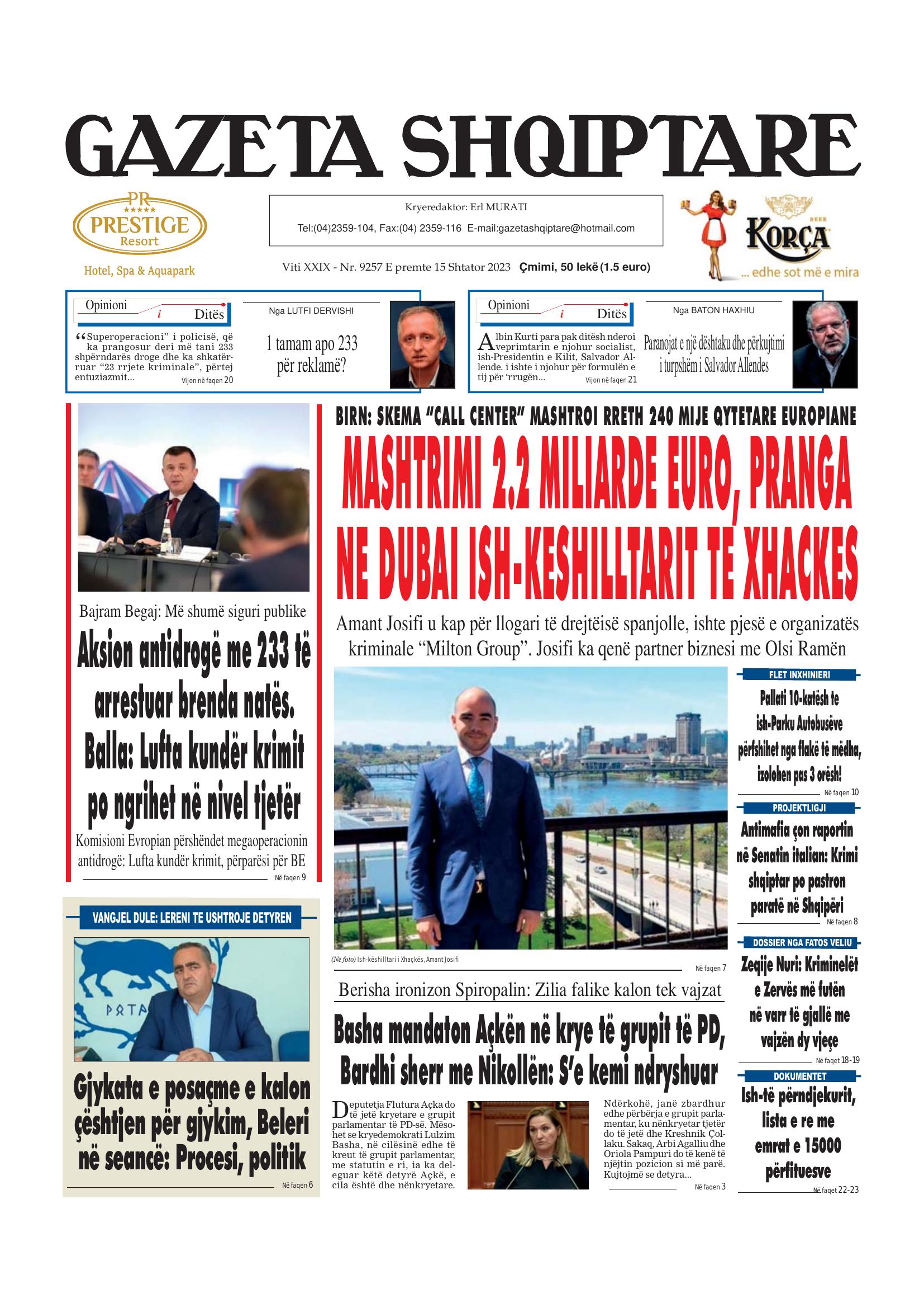 Gazeta Shqiptare 2023-09-15