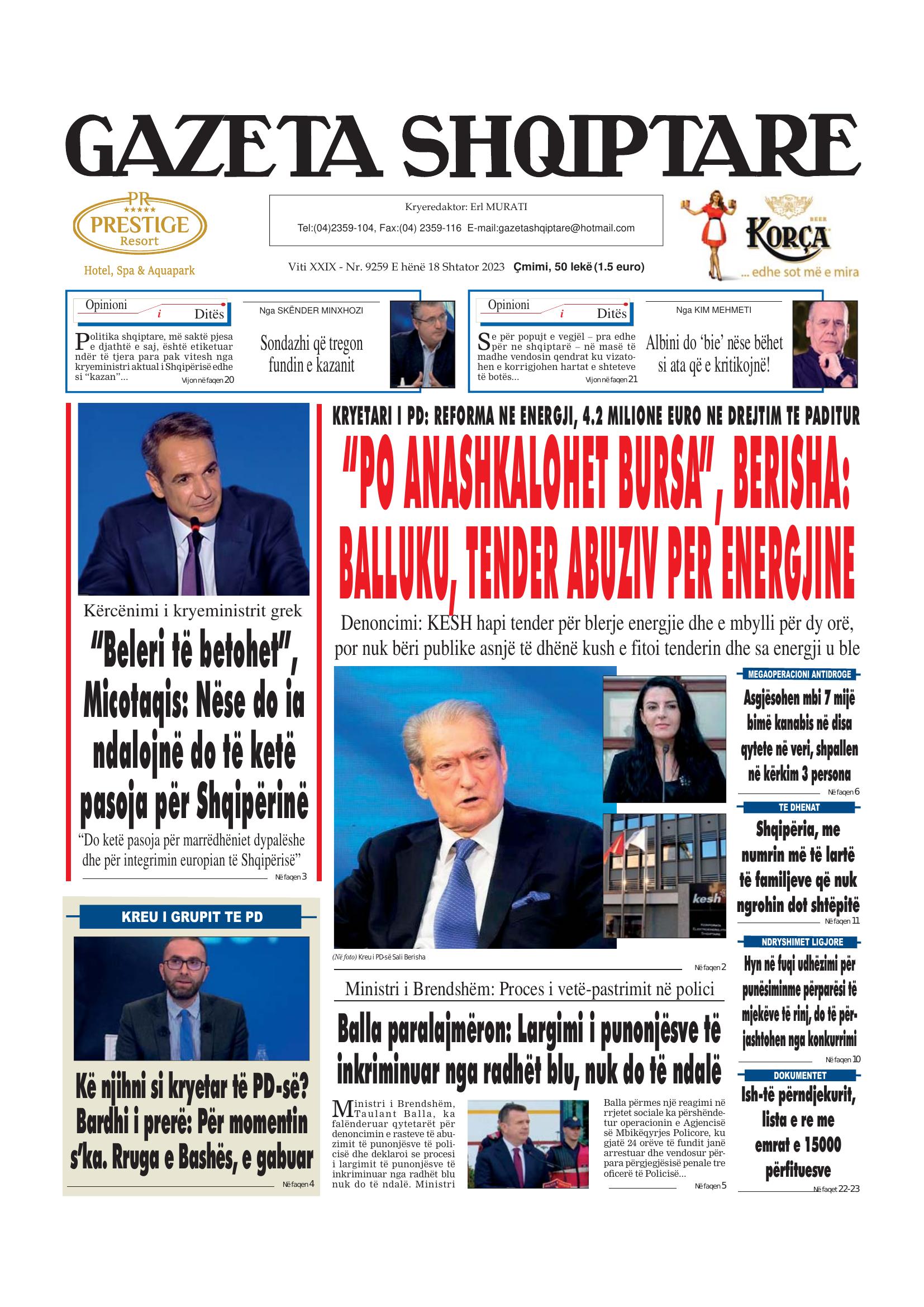 Gazeta Shqiptare 2023-09-18