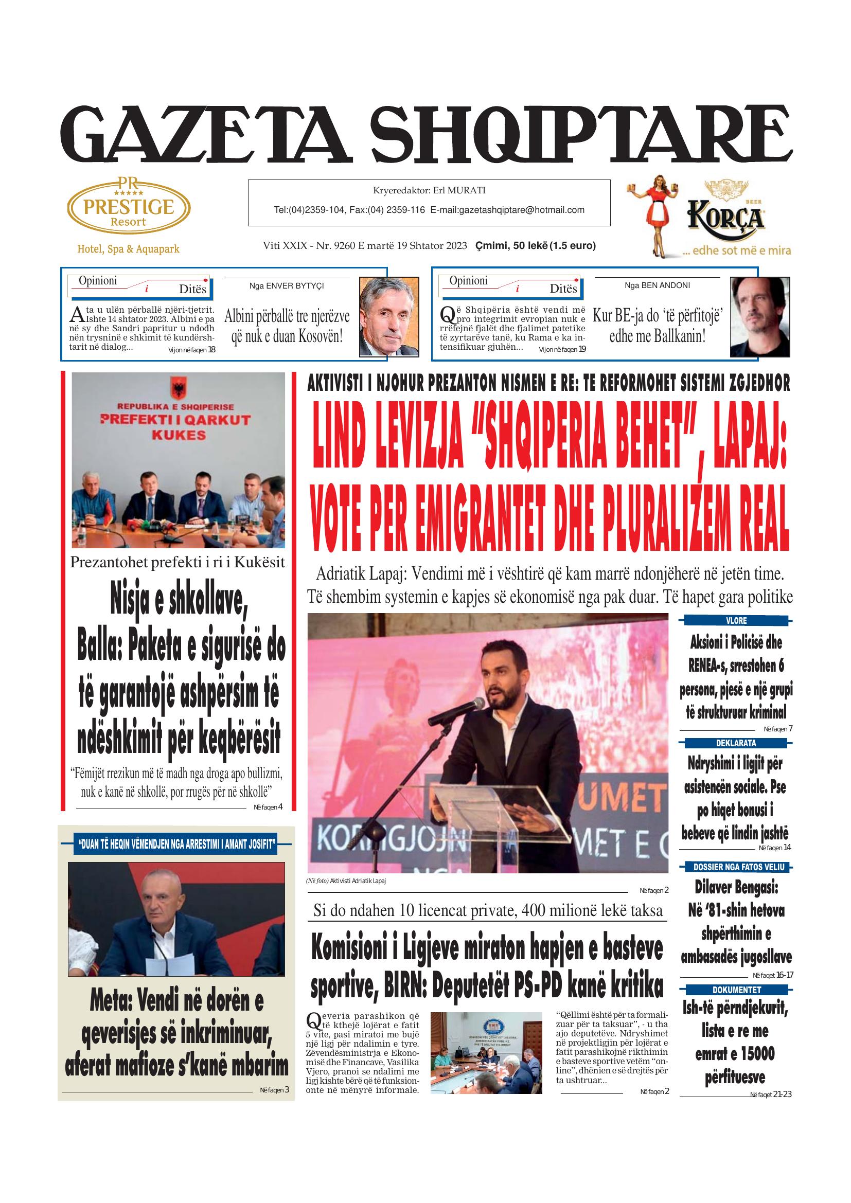 Gazeta Shqiptare 2023-09-19