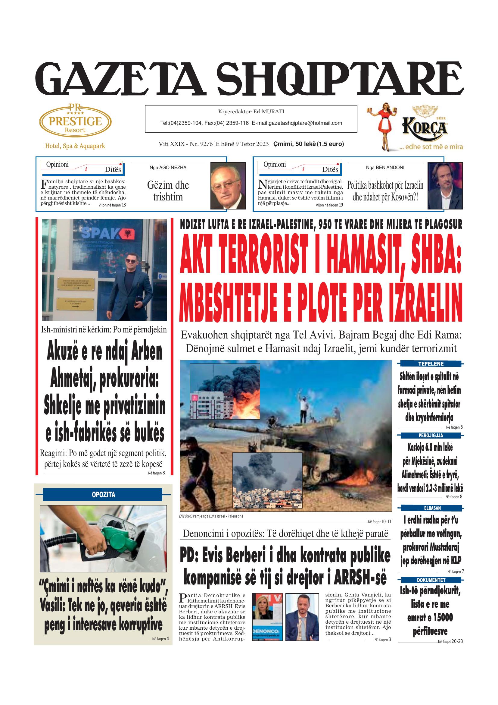 Gazeta Shqiptare 2023-10-09