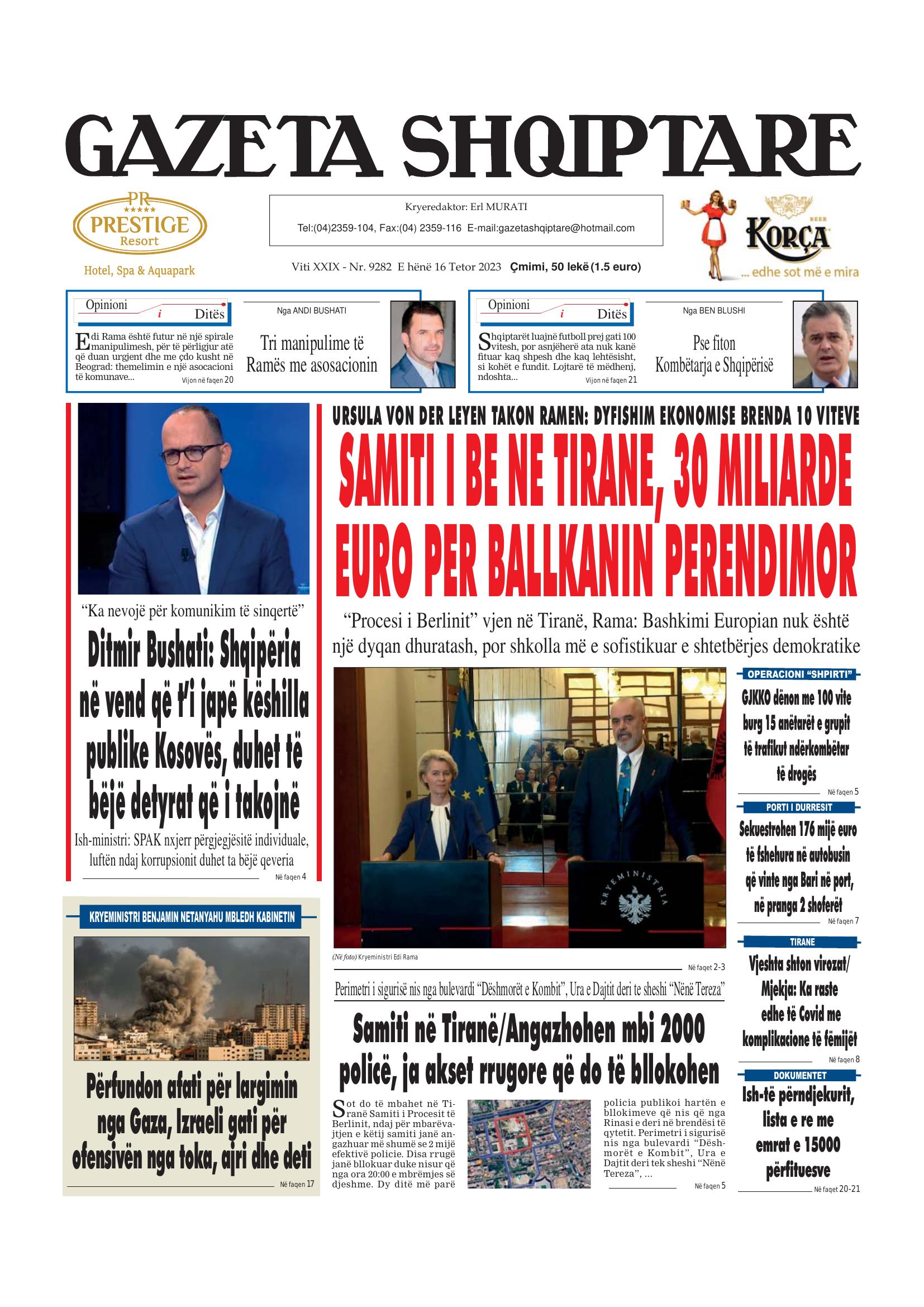Gazeta Shqiptare 2023-10-16