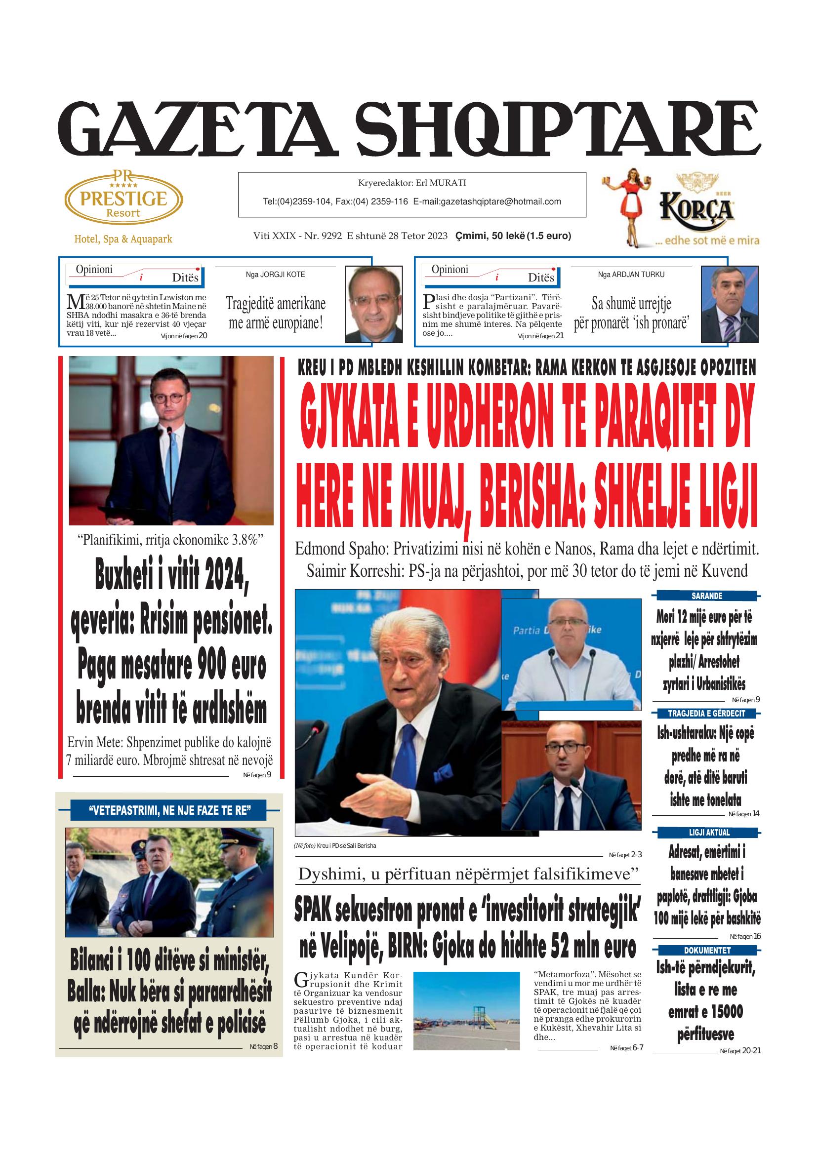 Gazeta Shqiptare 2023-10-28