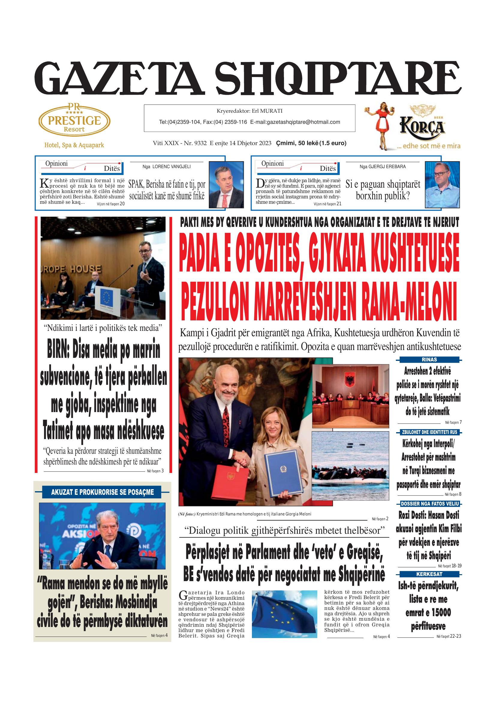 Gazeta Shqiptare 2023-12-14
