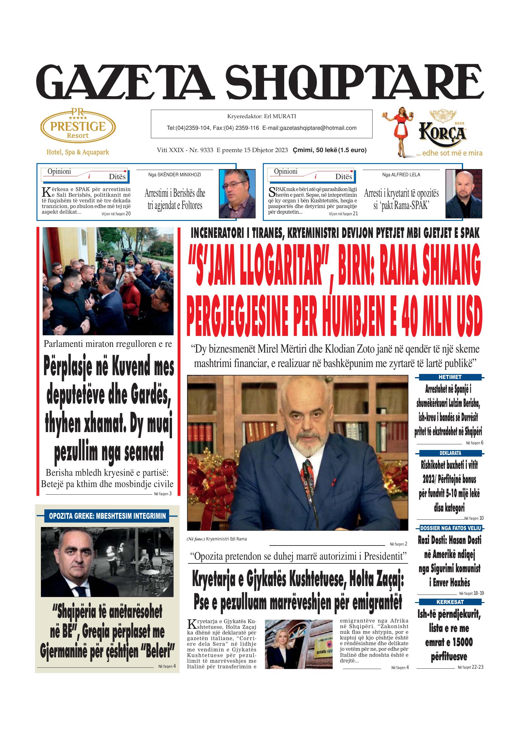 Gazeta Shqiptare 2023-12-15
