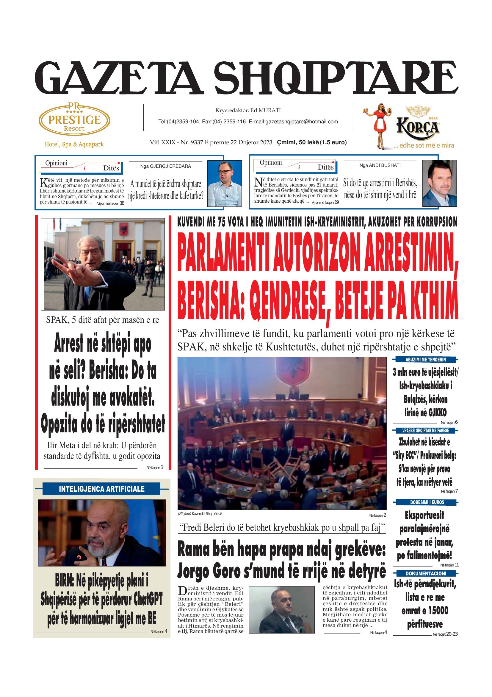 Gazeta Shqiptare 2023-12-22