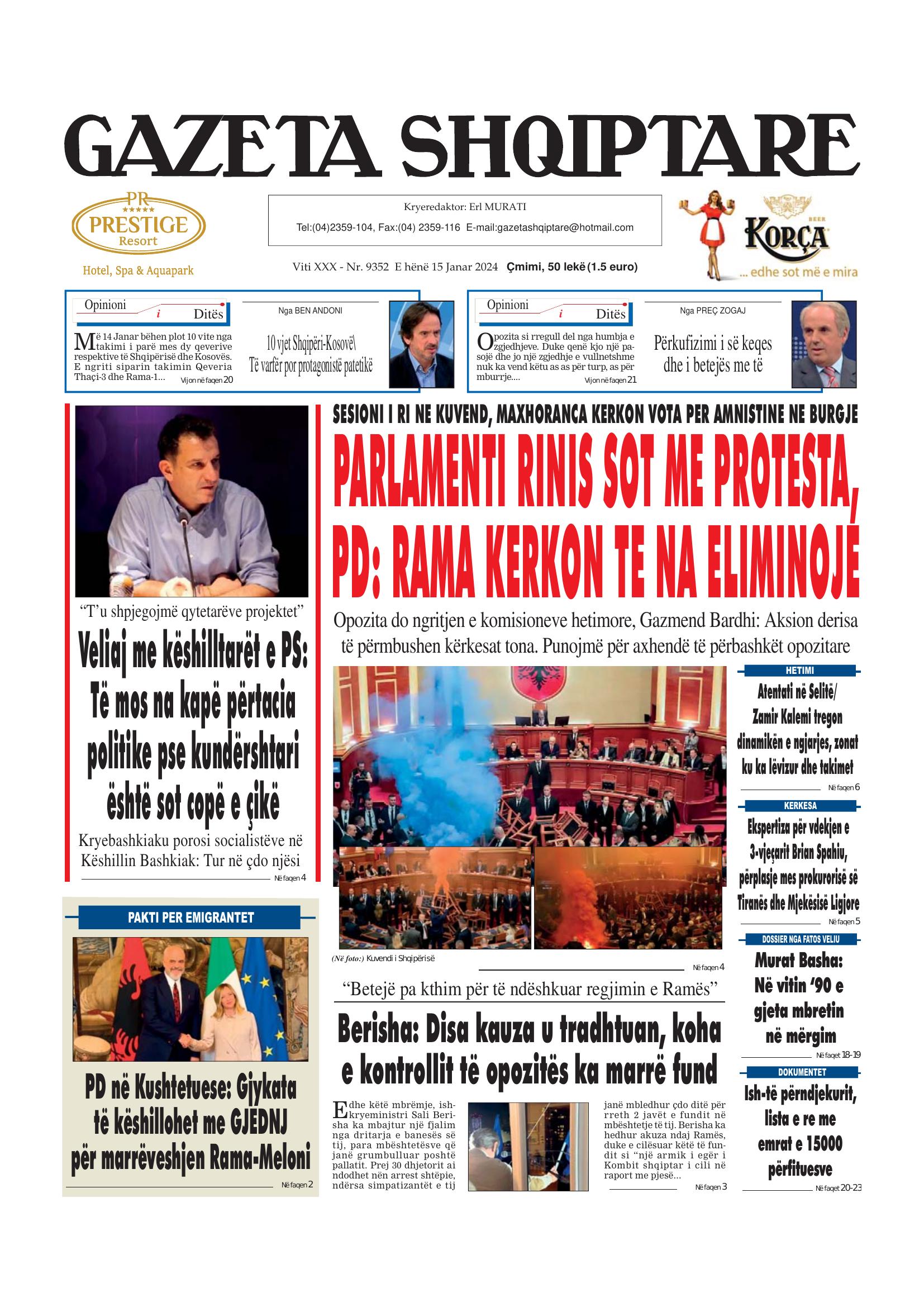 Gazeta Shqiptare 2024-01-15