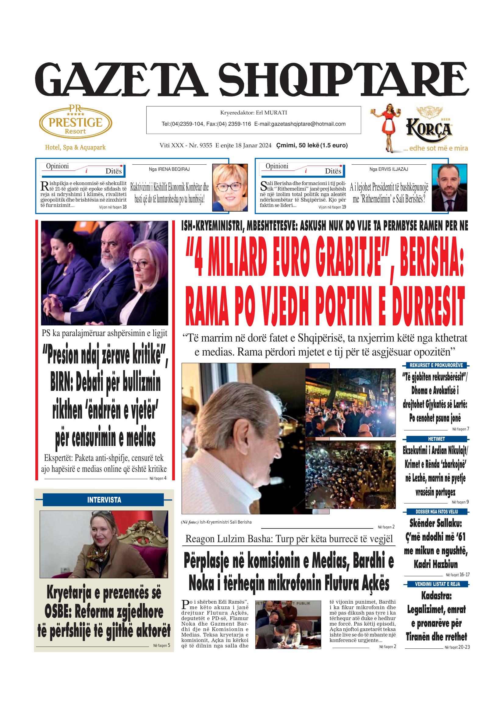 Gazeta Shqiptare 2024-01-18