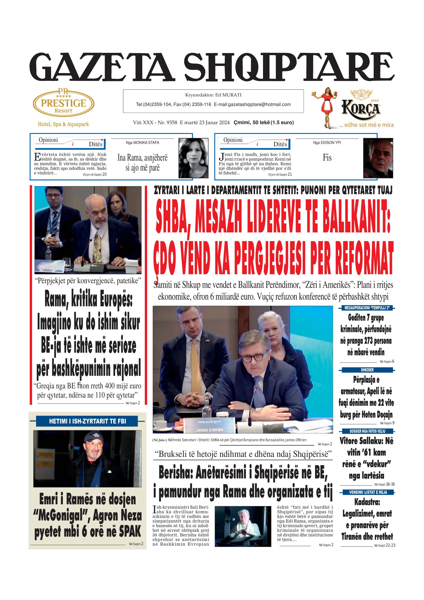 Gazeta Shqiptare 2024-01-23