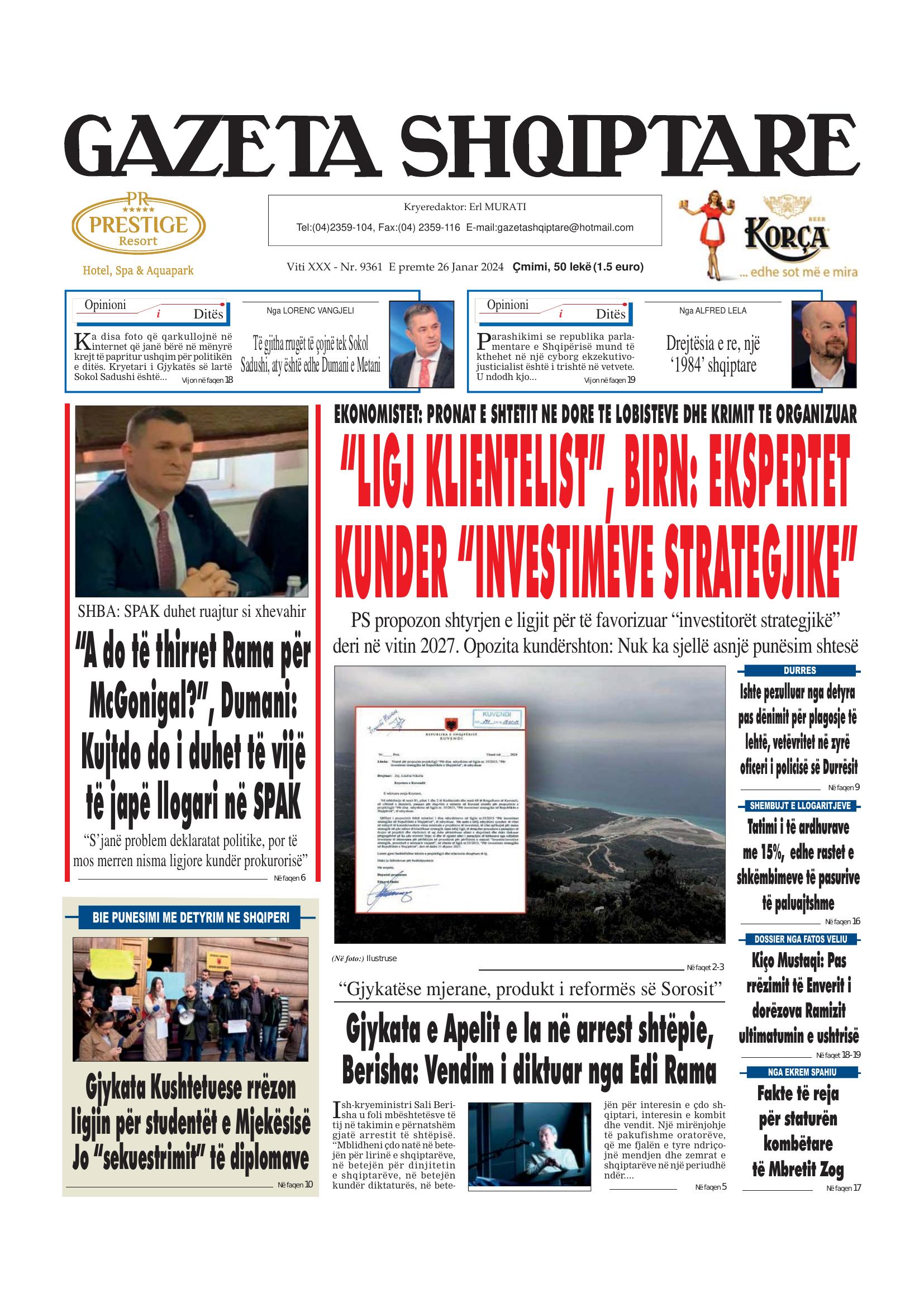 Gazeta Shqiptare 2024-01-26