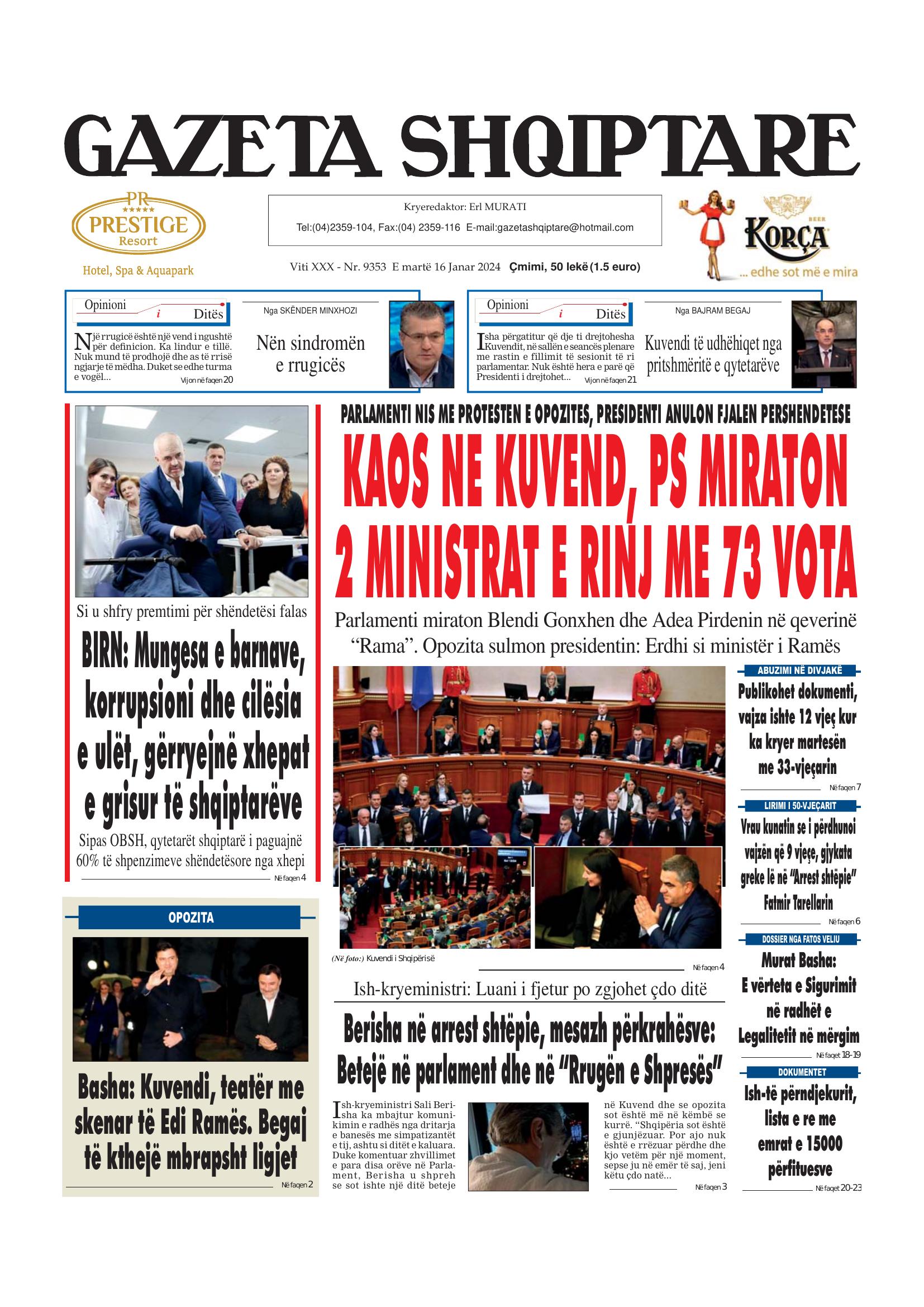 Gazeta Shqiptare 2024-01-16