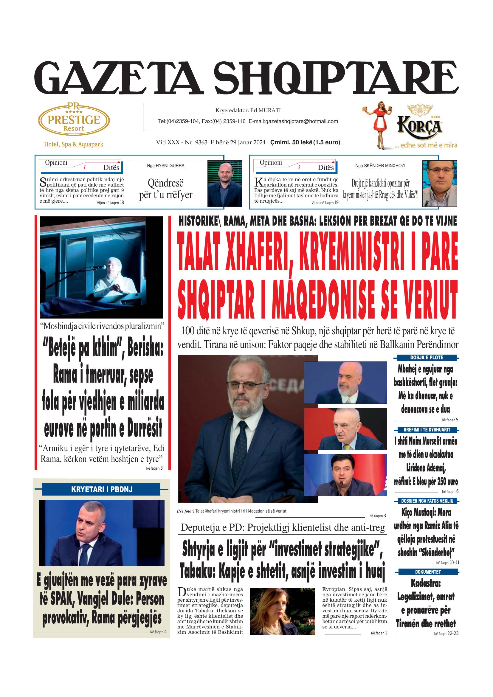 Gazeta Shqiptare 2024-01-29