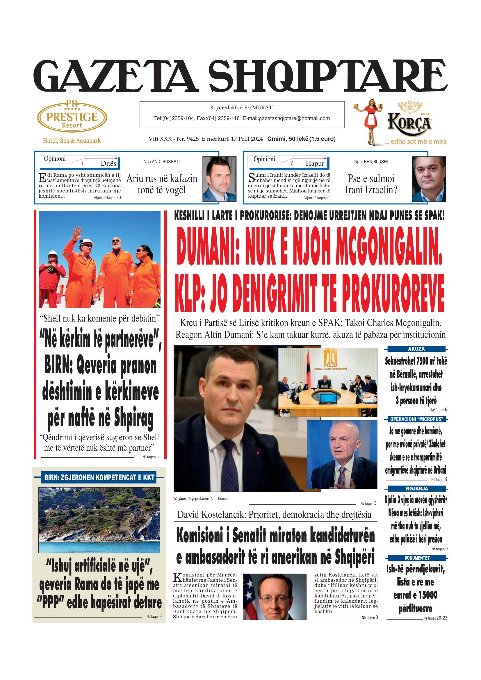 Gazeta Shqiptare 2024-04-17