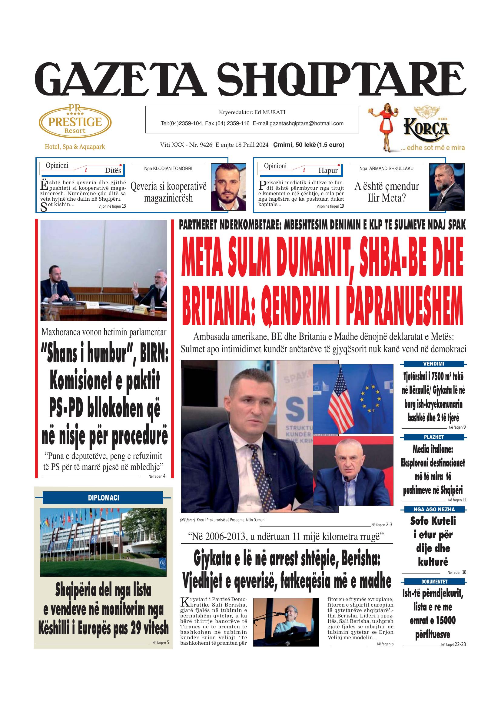 Gazeta Shqiptare 2024-04-18