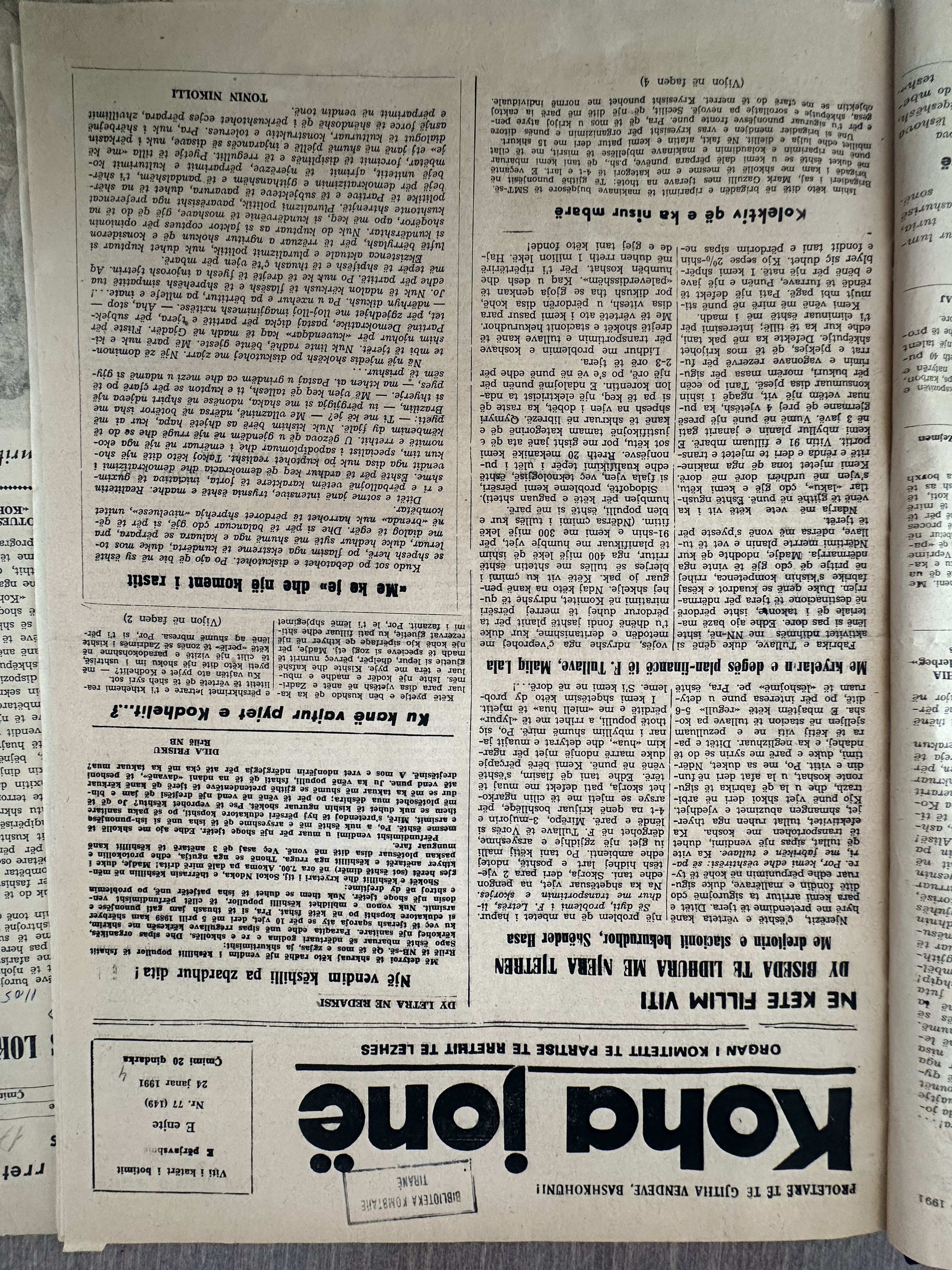 Koha Jonë 1991-01-24