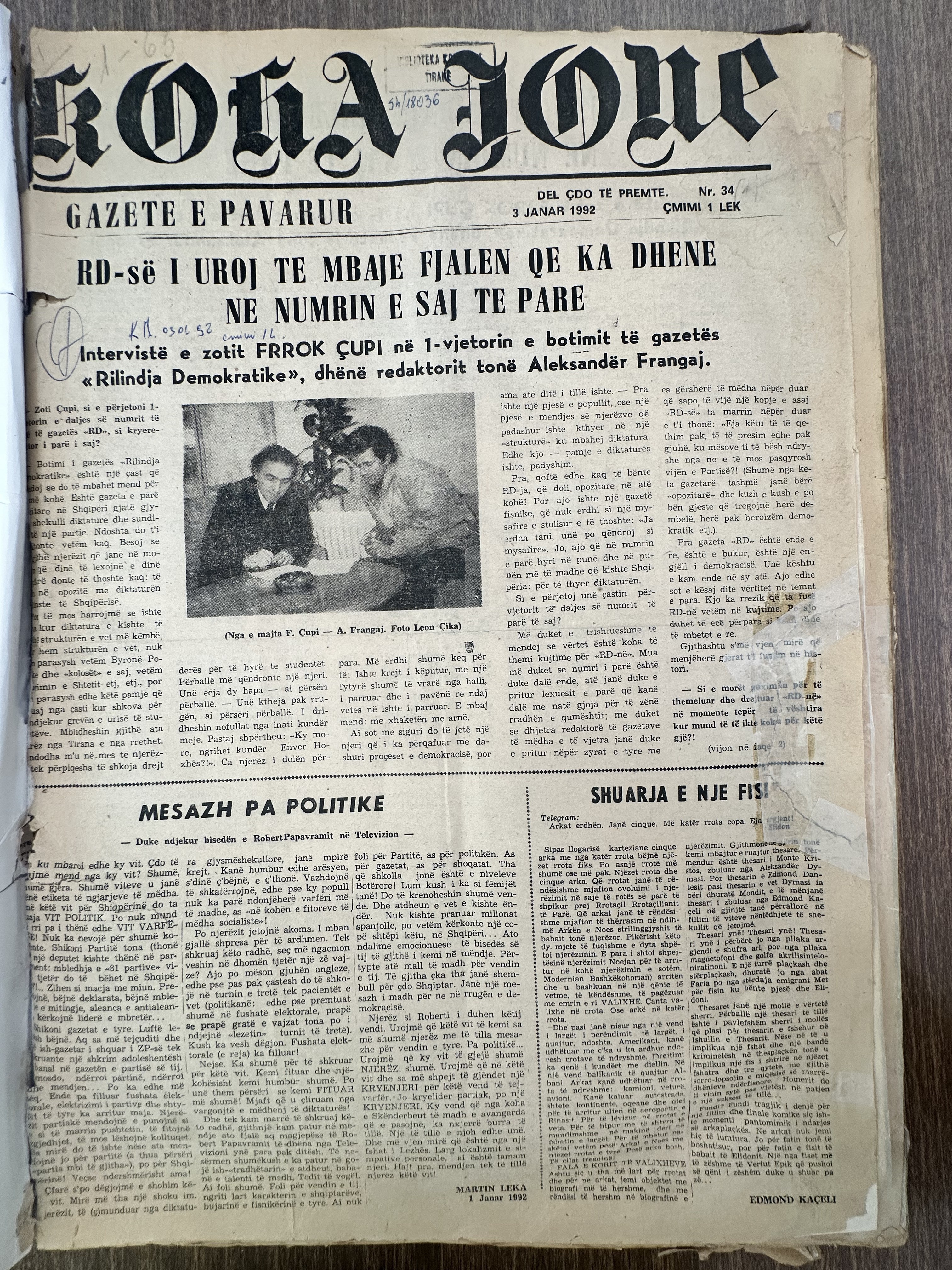 Koha Jonë 1992-01-03