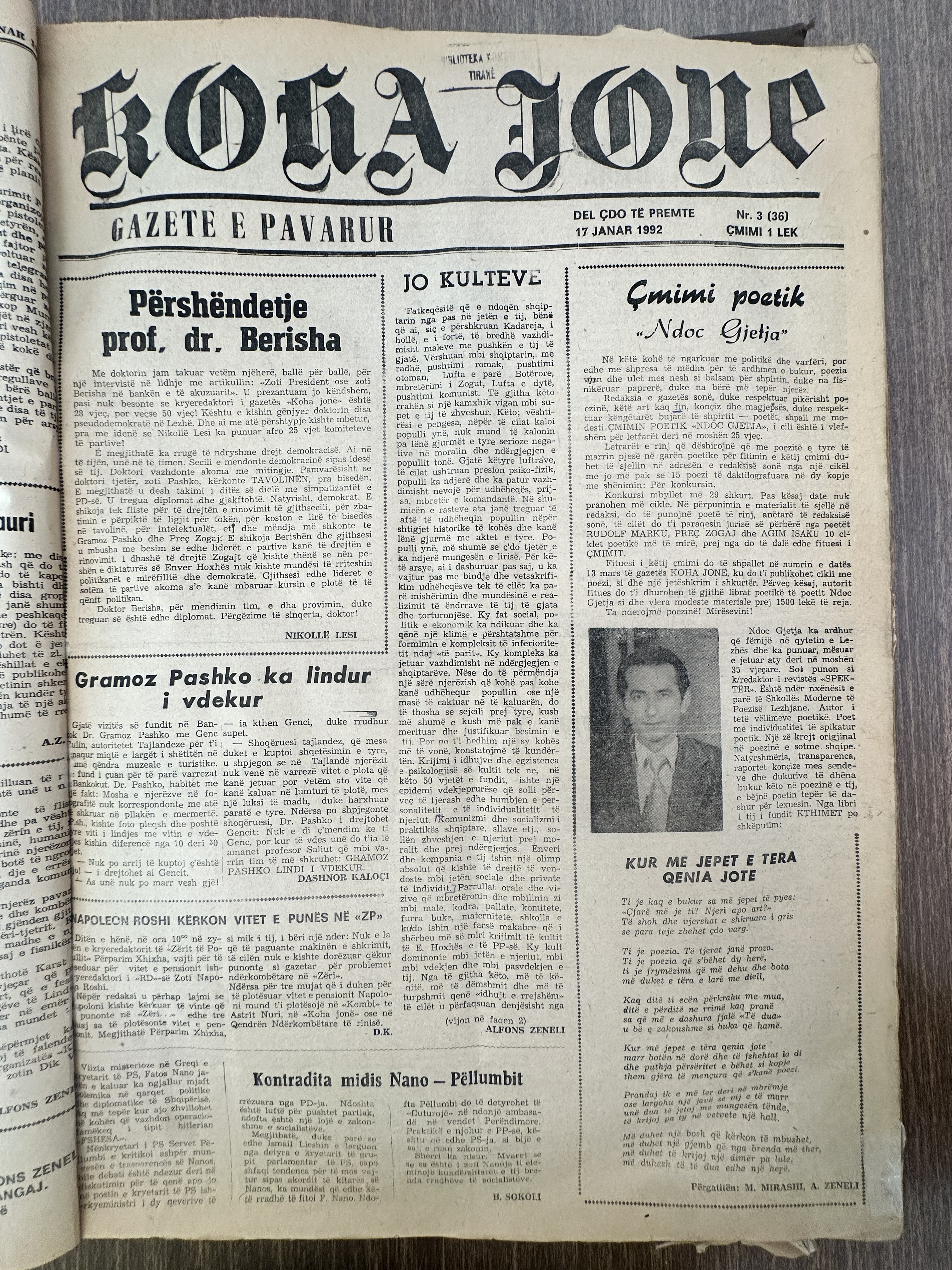 Koha Jonë 1992-01-17