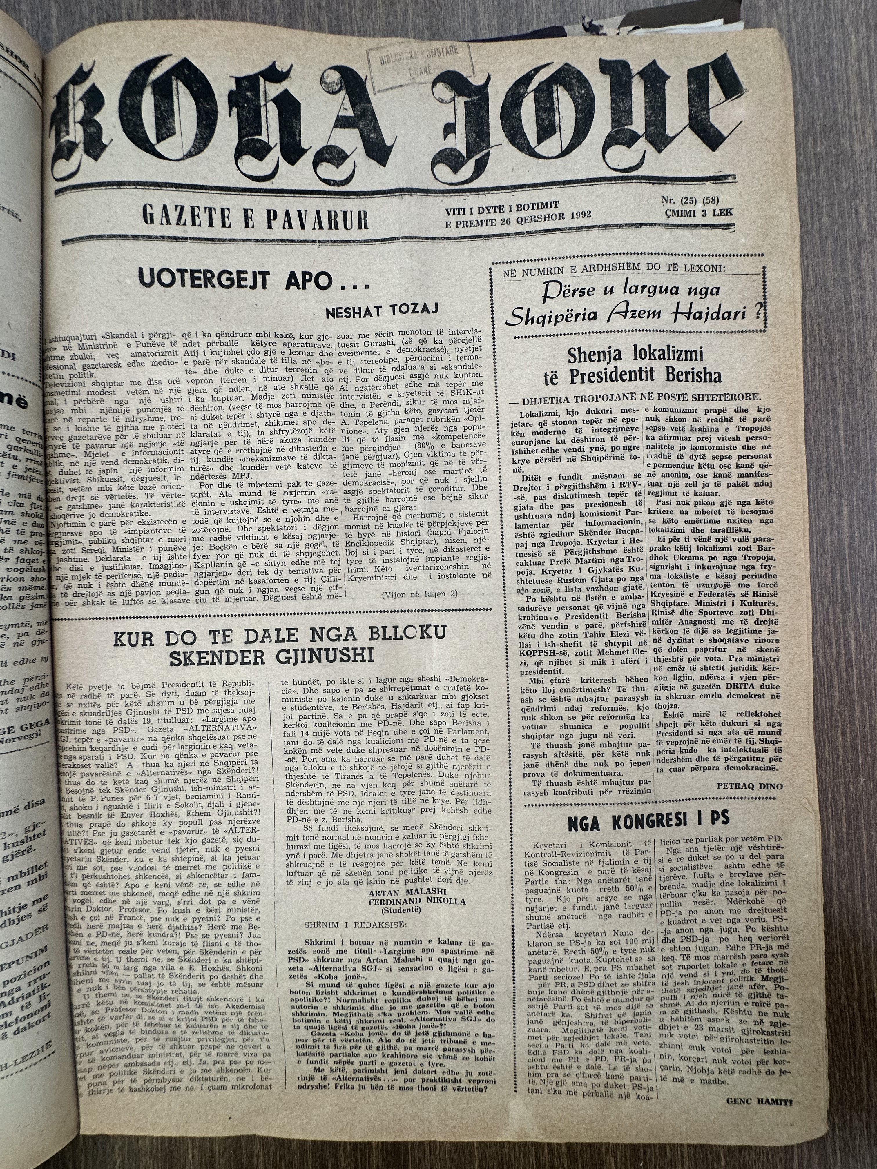 Koha Jonë 1992-06-26