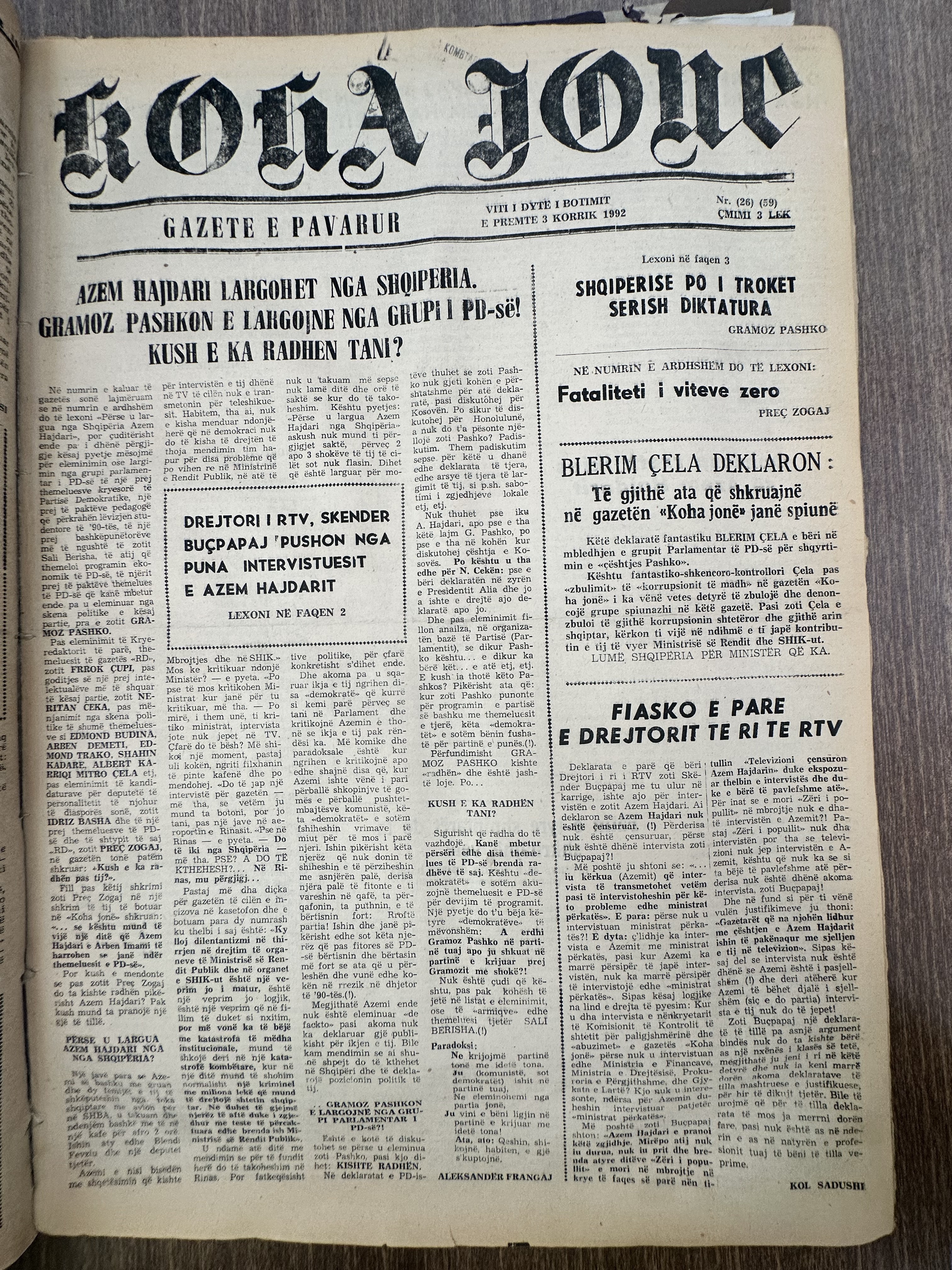Koha Jonë 1992-07-03