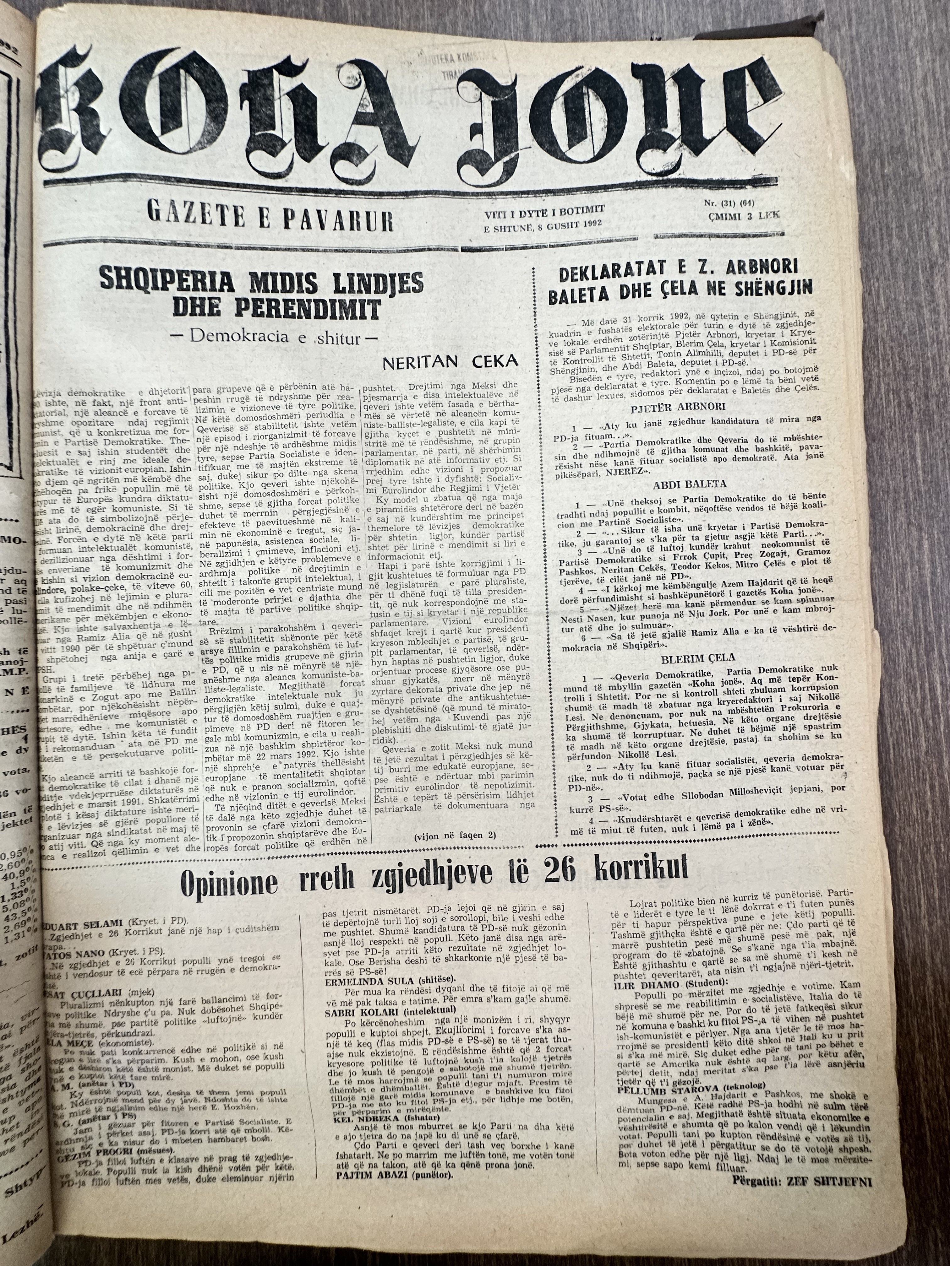 Koha Jonë 1992-08-08
