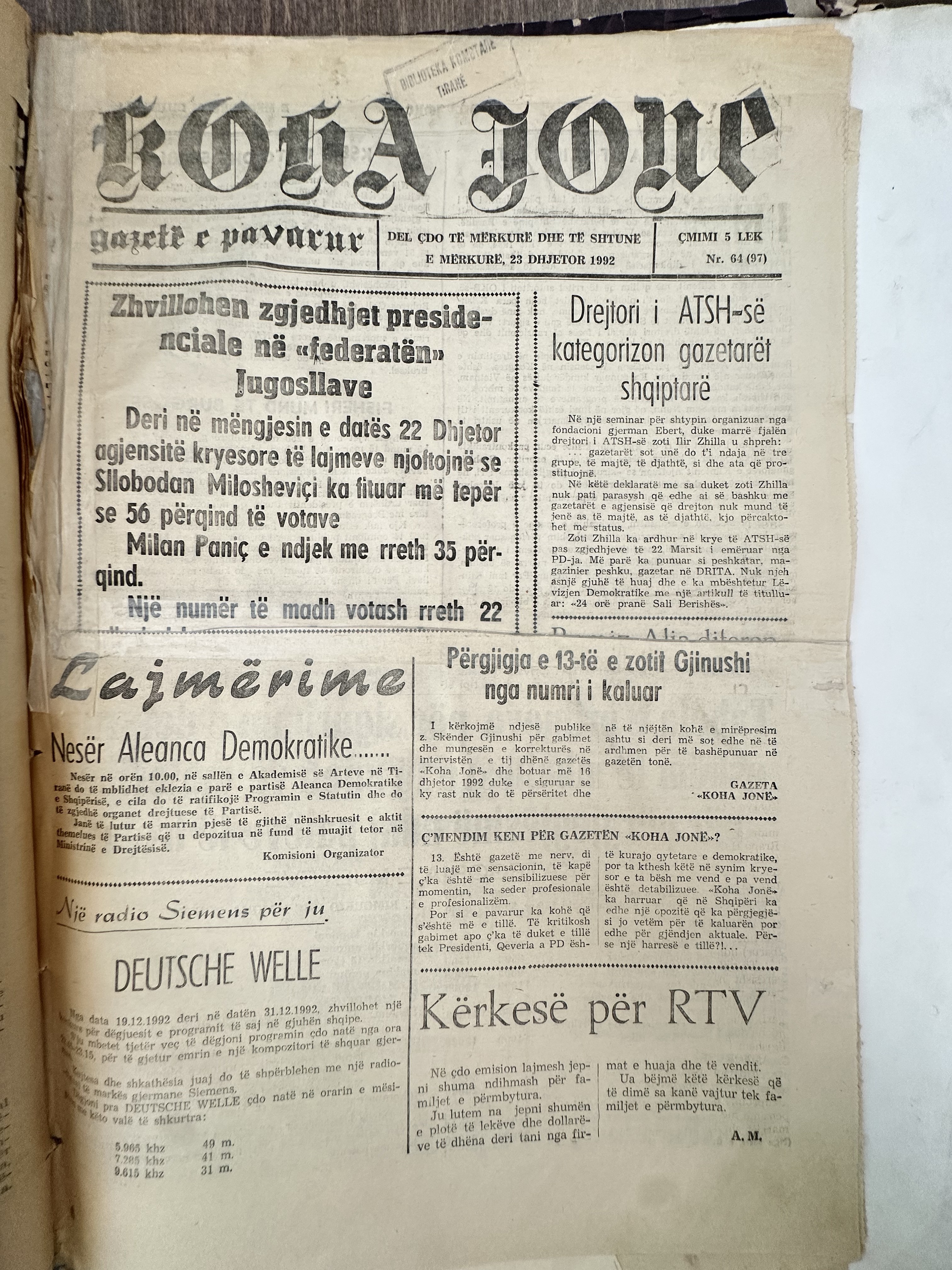 Koha Jonë 1992-12-23