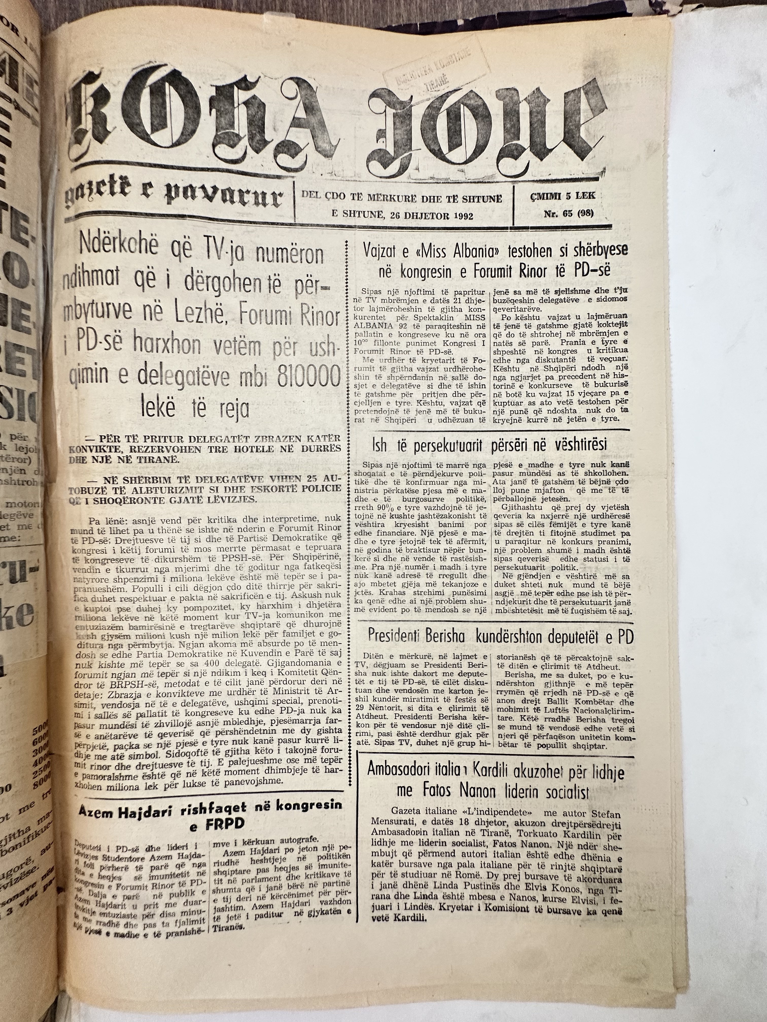 Koha Jonë 1992-12-26