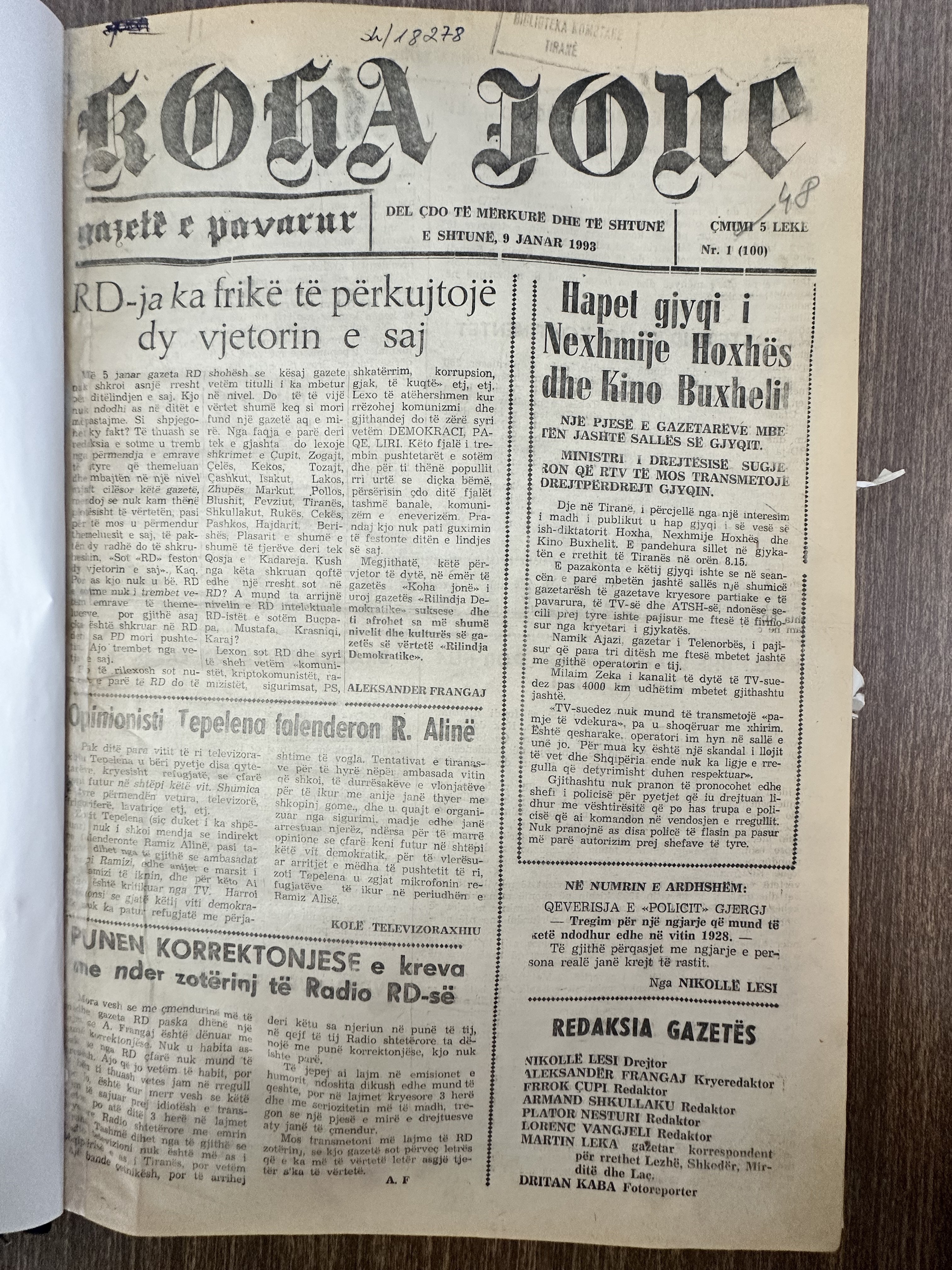 Koha Jonë 1993-01-09