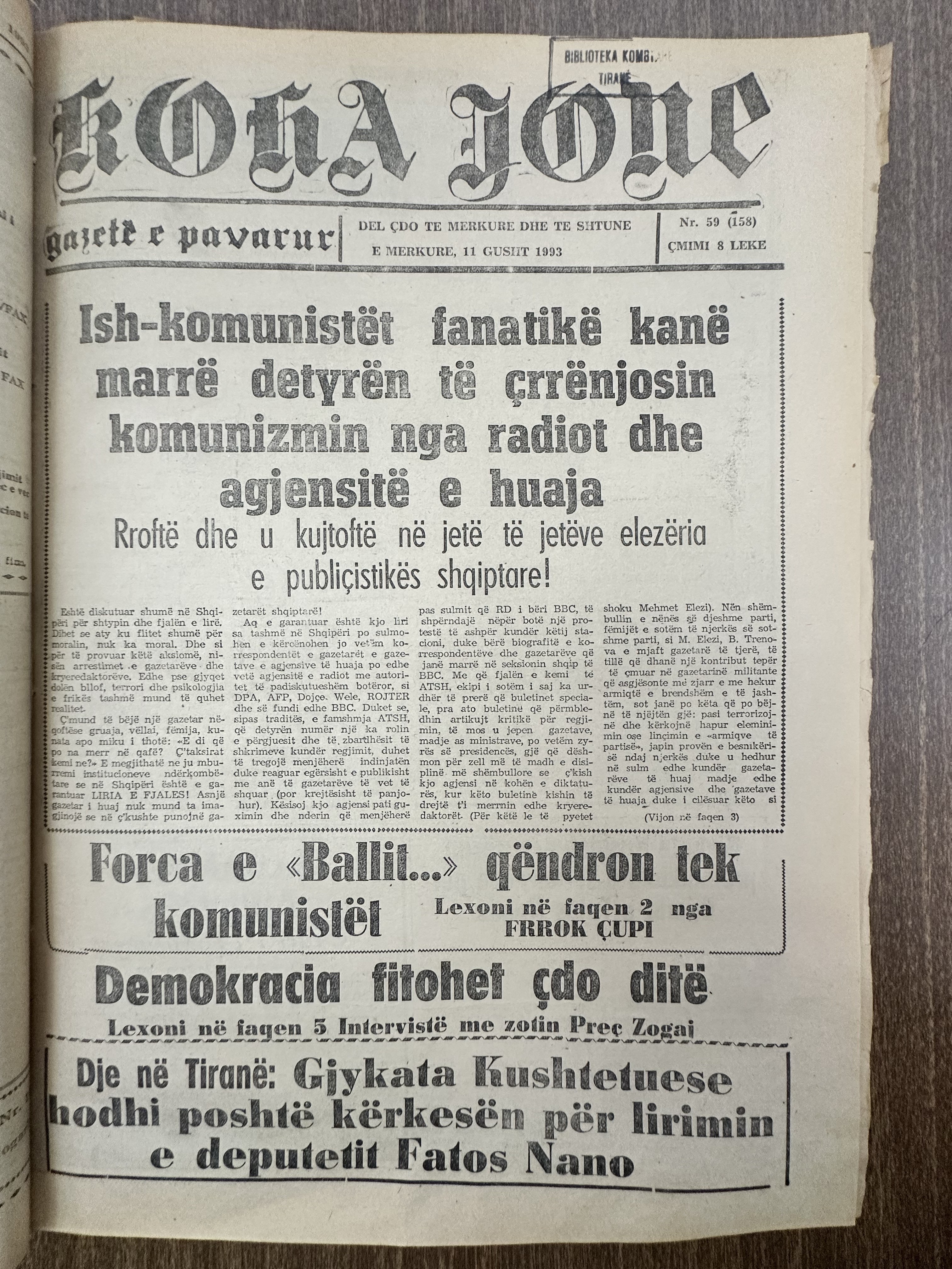 Koha Jonë 1993-08-11