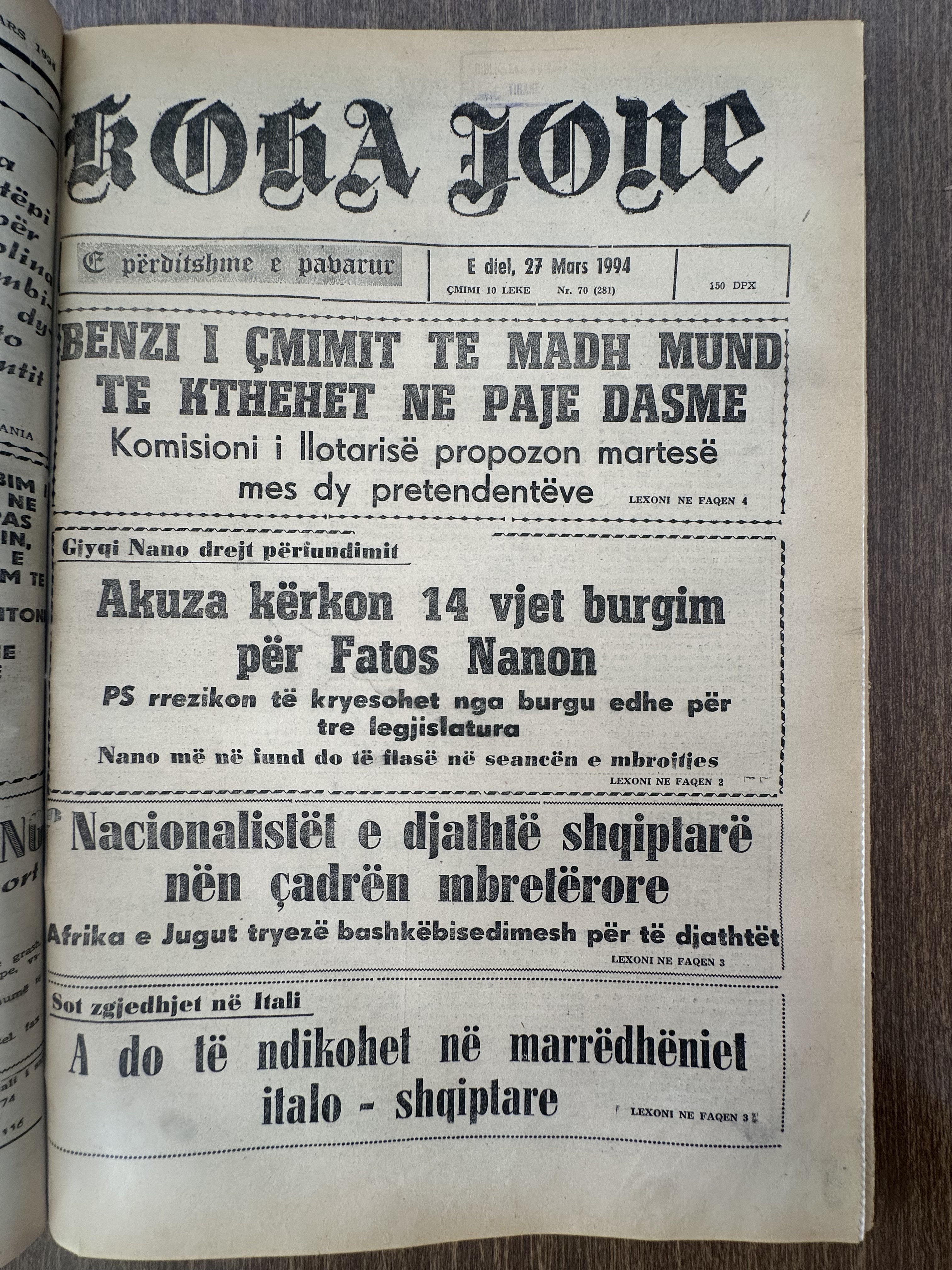 Koha Jonë 1994-03-27