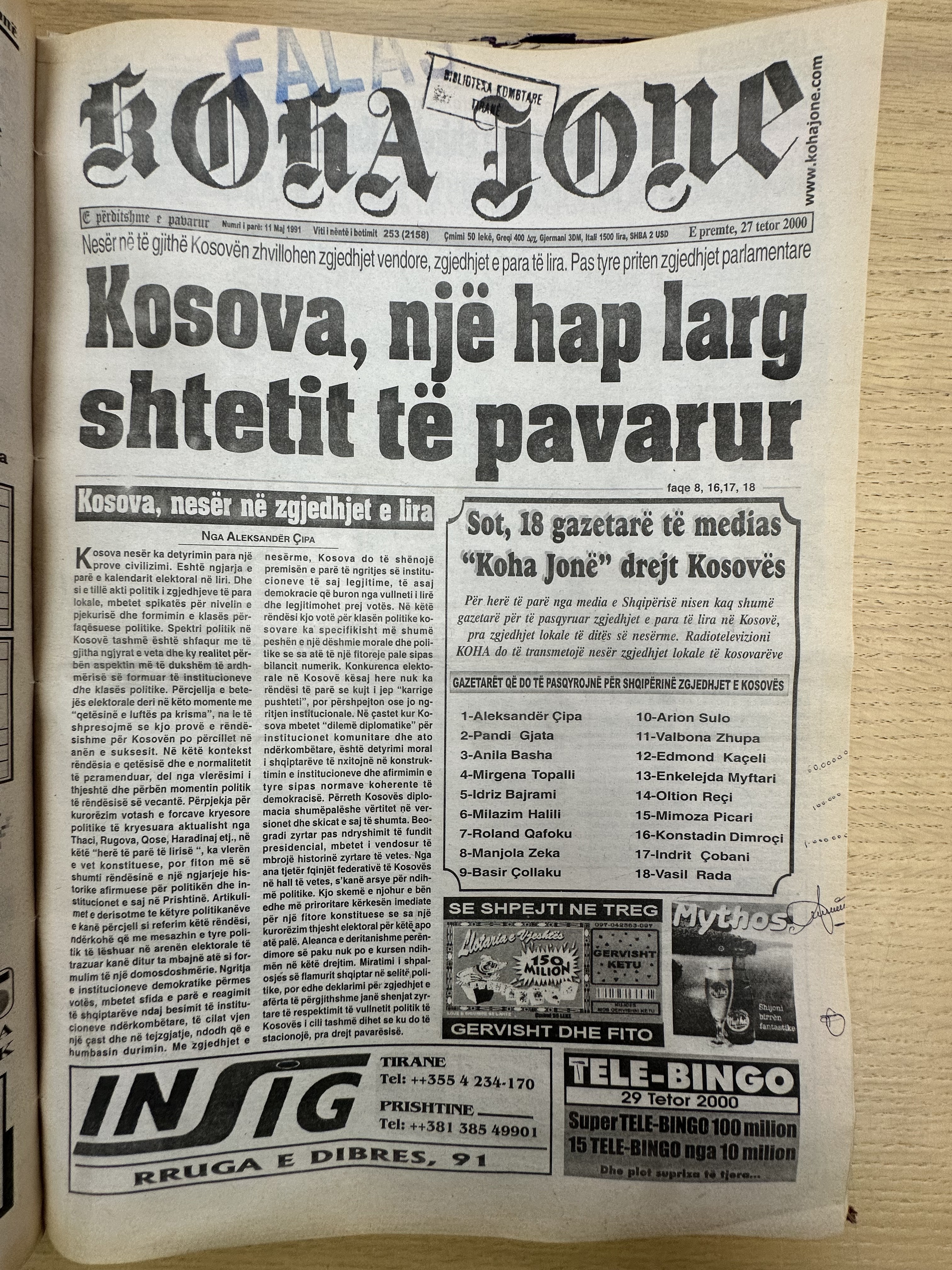 Koha Jonë 2000-10-27