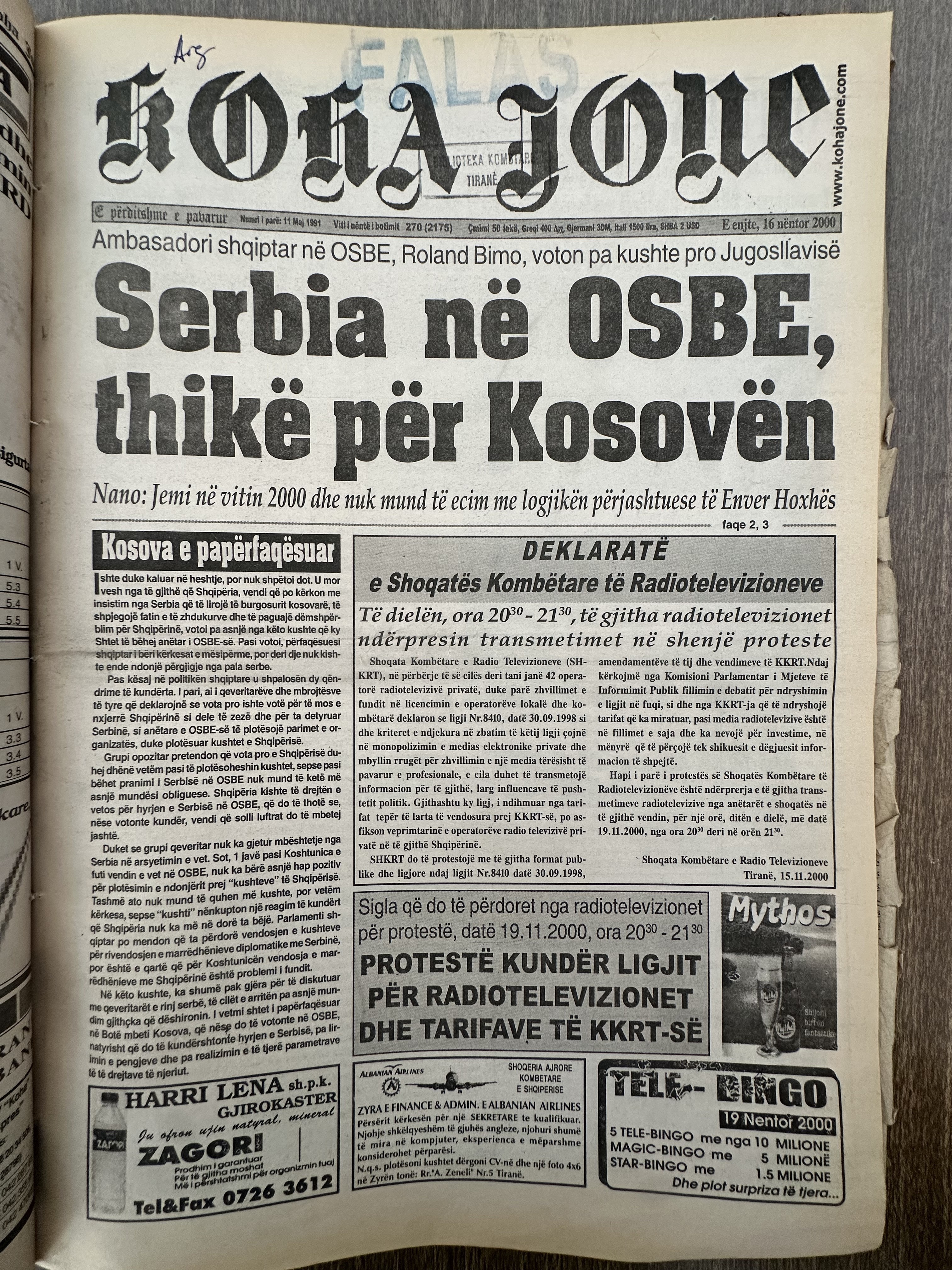 Koha Jonë 2000-11-16