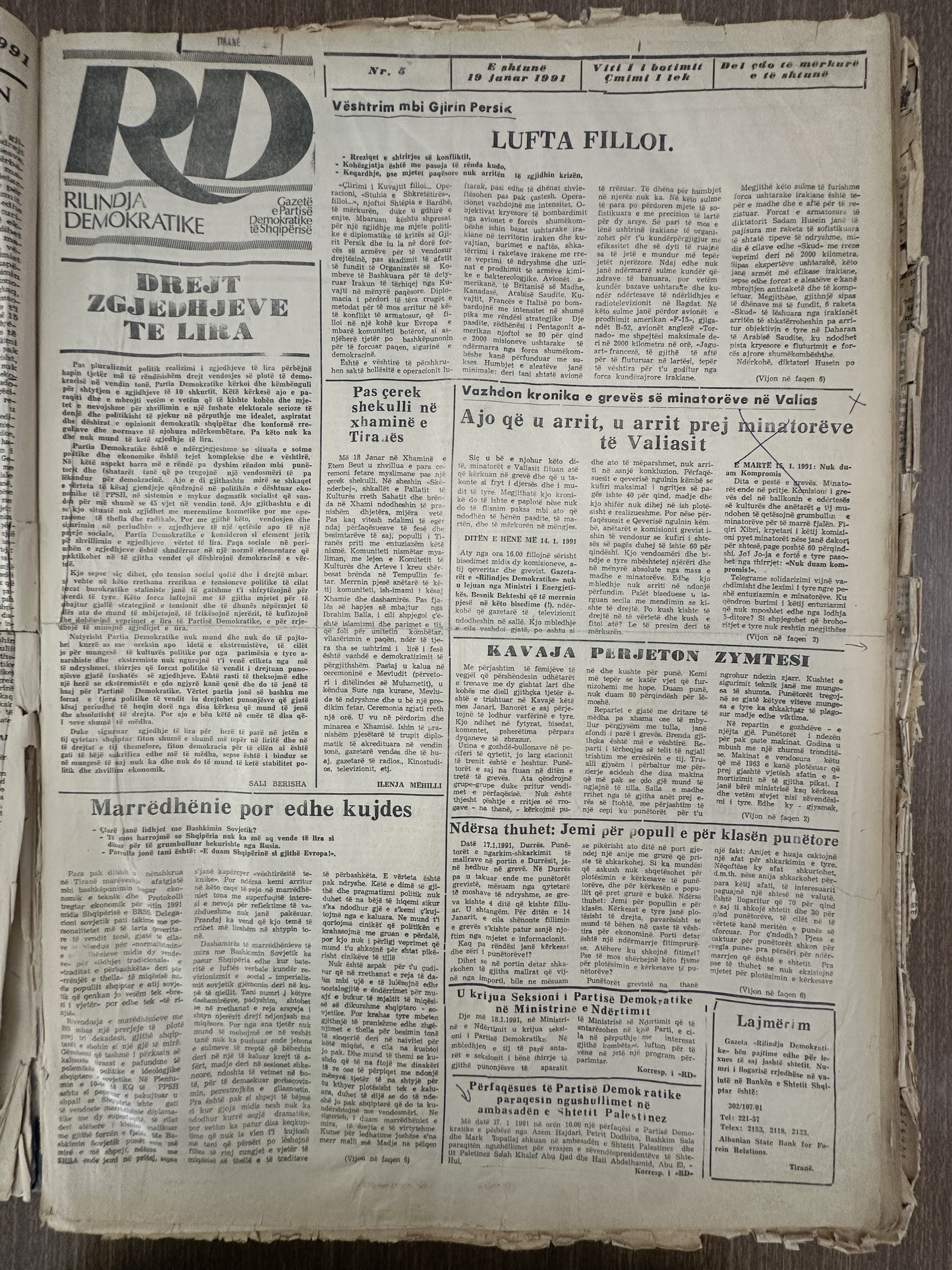 Rilindja Demokratike 1991-01-19