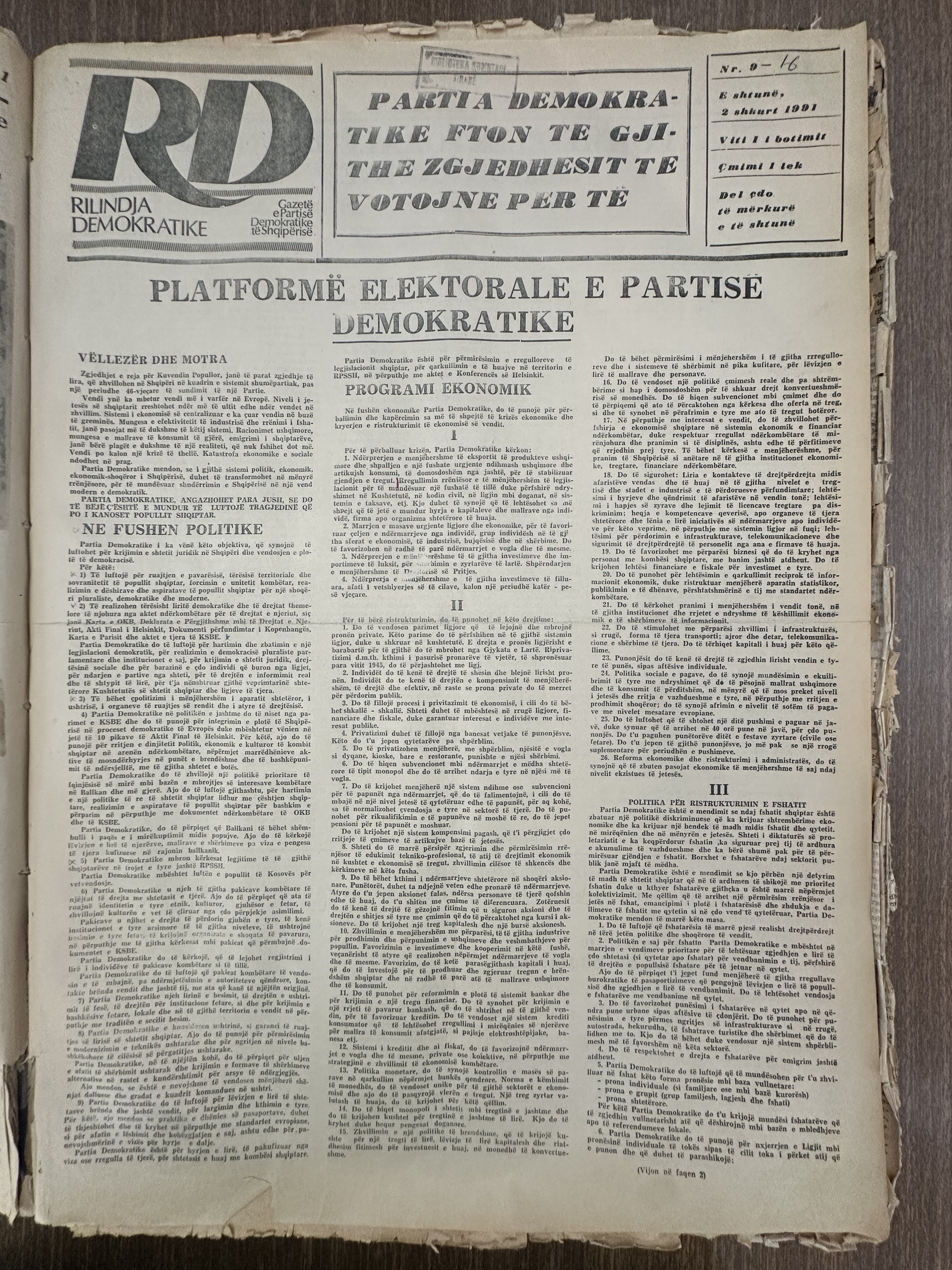 Rilindja Demokratike 1991-02-02