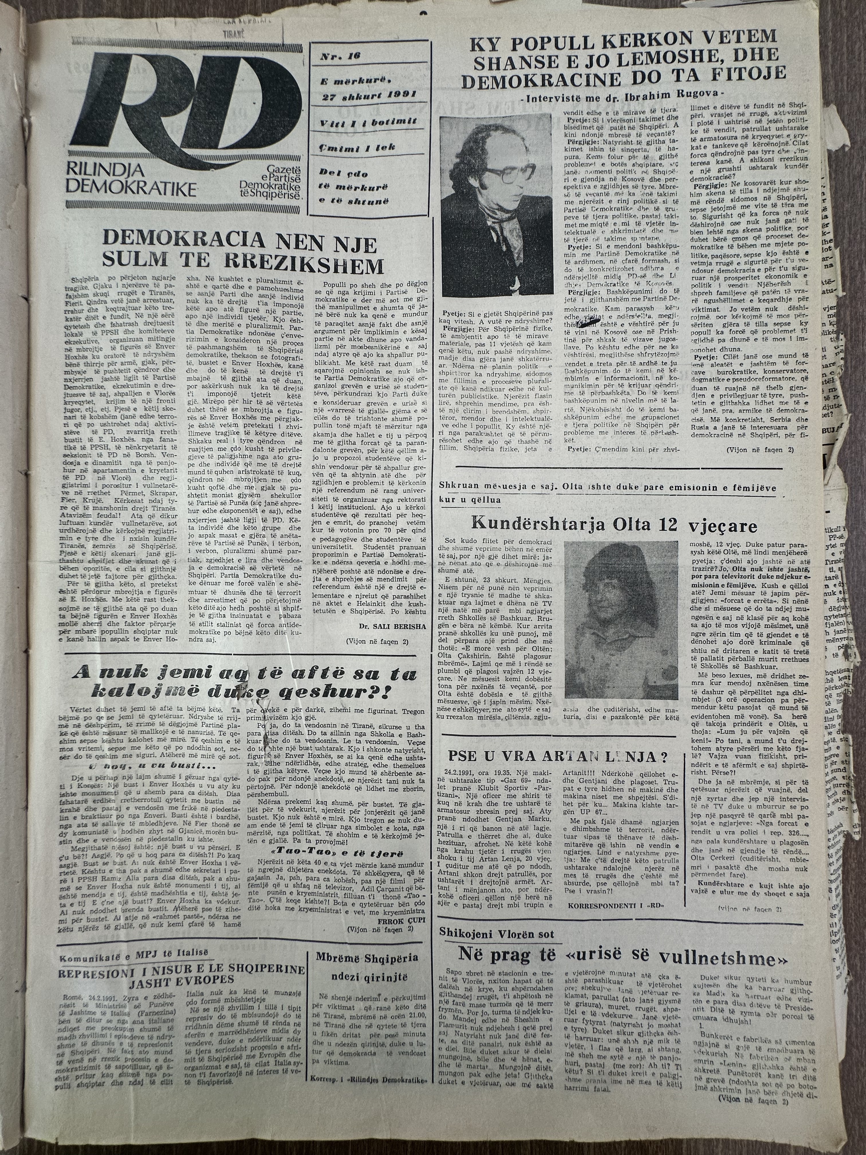 Rilindja Demokratike 1991-02-22