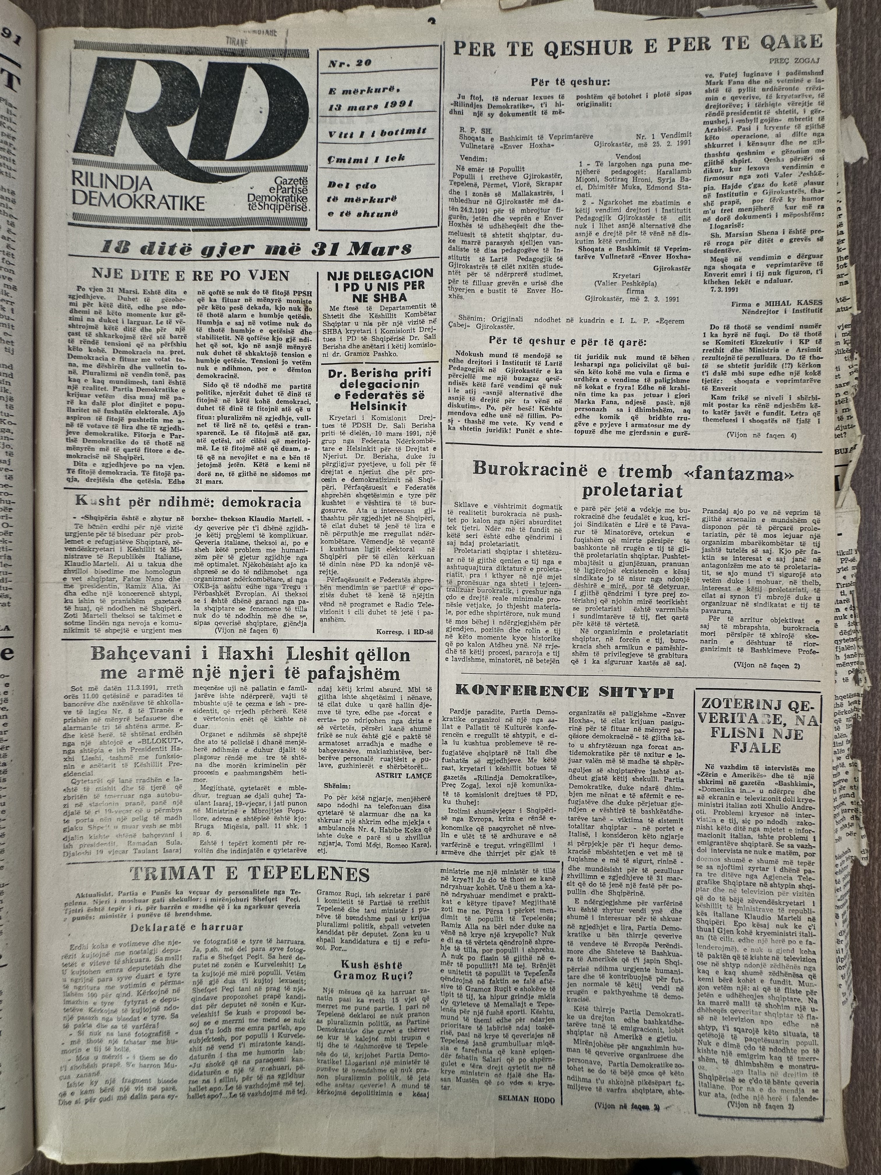 Rilindja Demokratike 1991-03-13