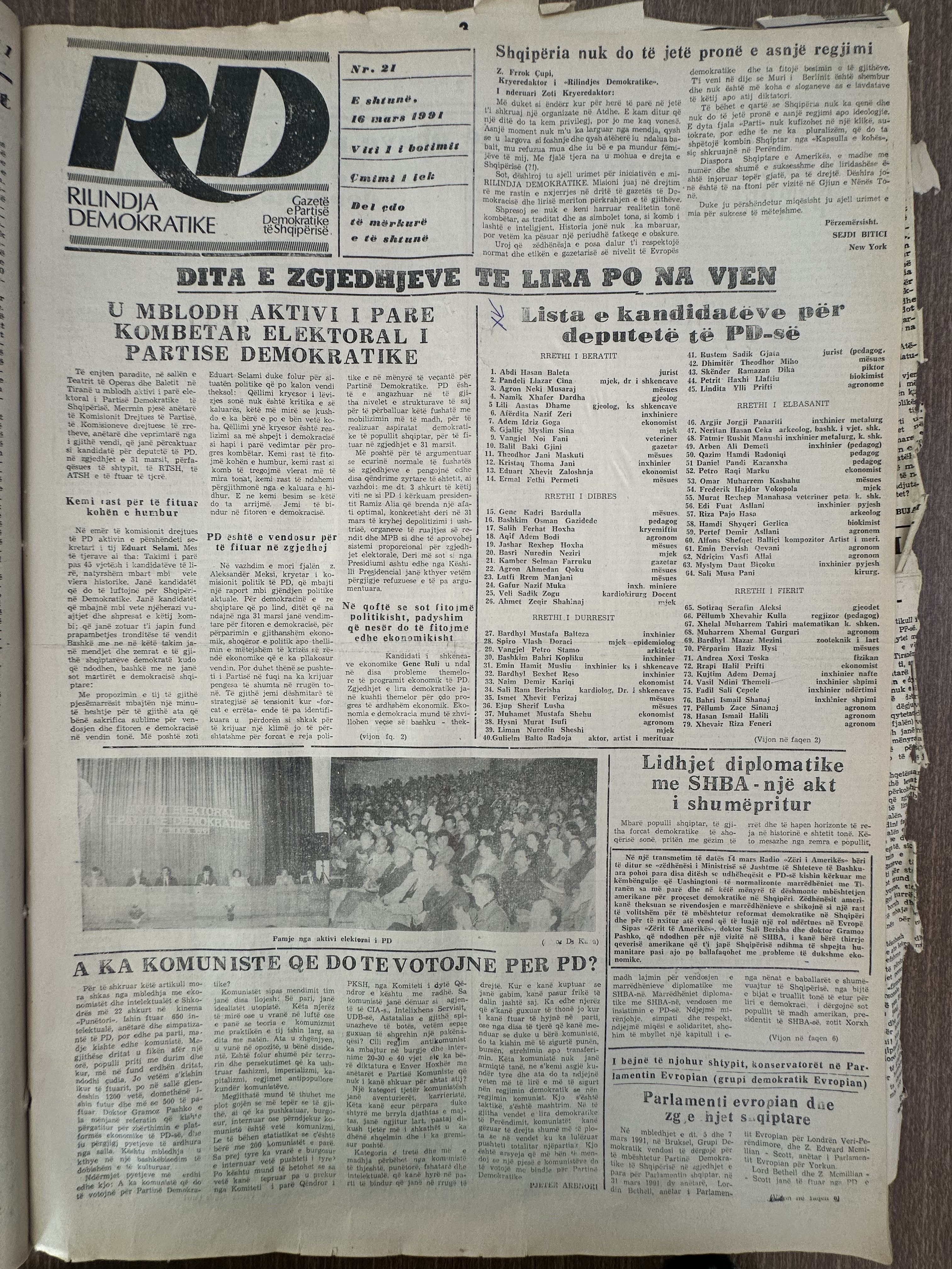 Rilindja Demokratike 1991-03-16